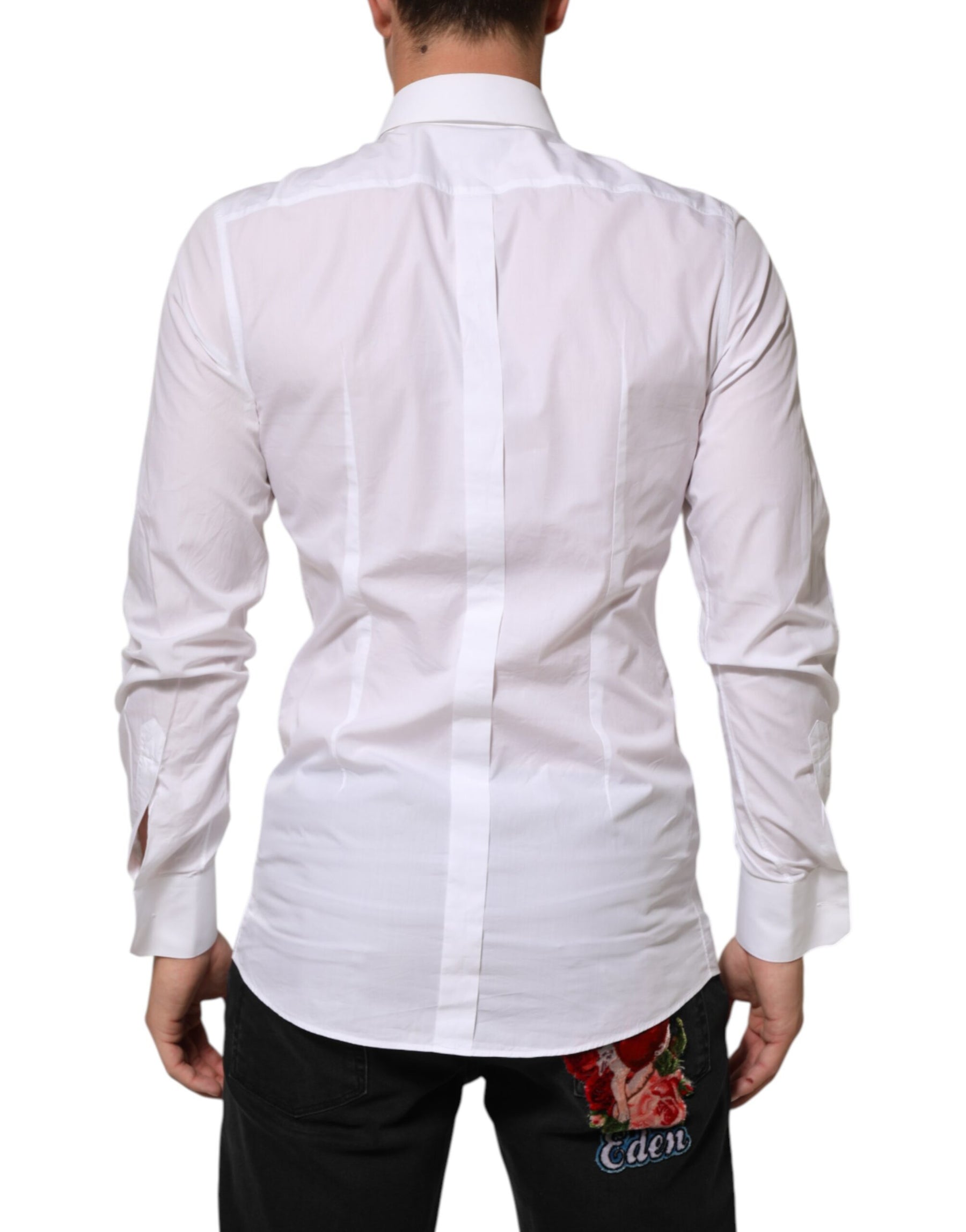 Dolce & Gabbana White Cotton GOLD DGPatch Formal Dress Shirt | Regal Royce