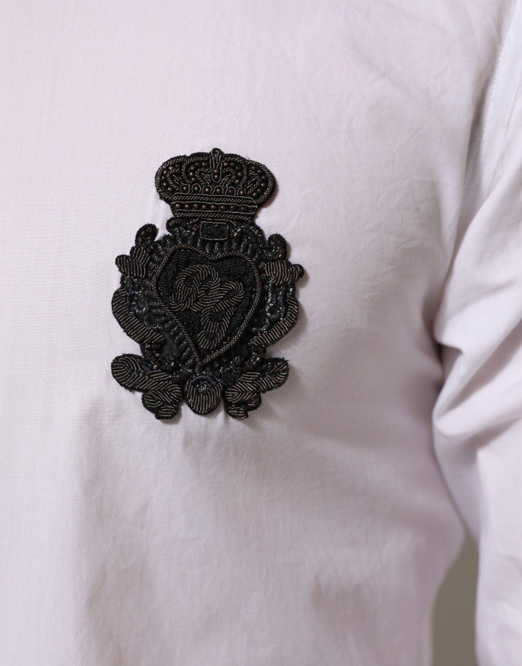 Dolce & Gabbana White Cotton GOLD DGPatch Formal Dress Shirt | Regal Royce