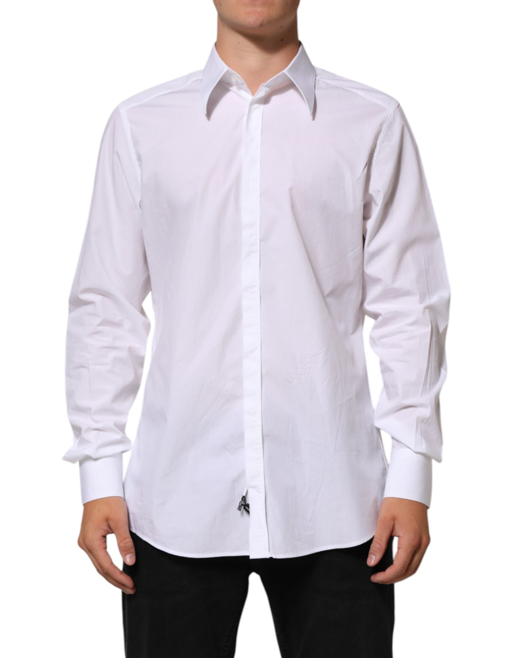 Dolce & Gabbana White Cotton MARTINI Men Formal Dress Shirt | Regal Royce