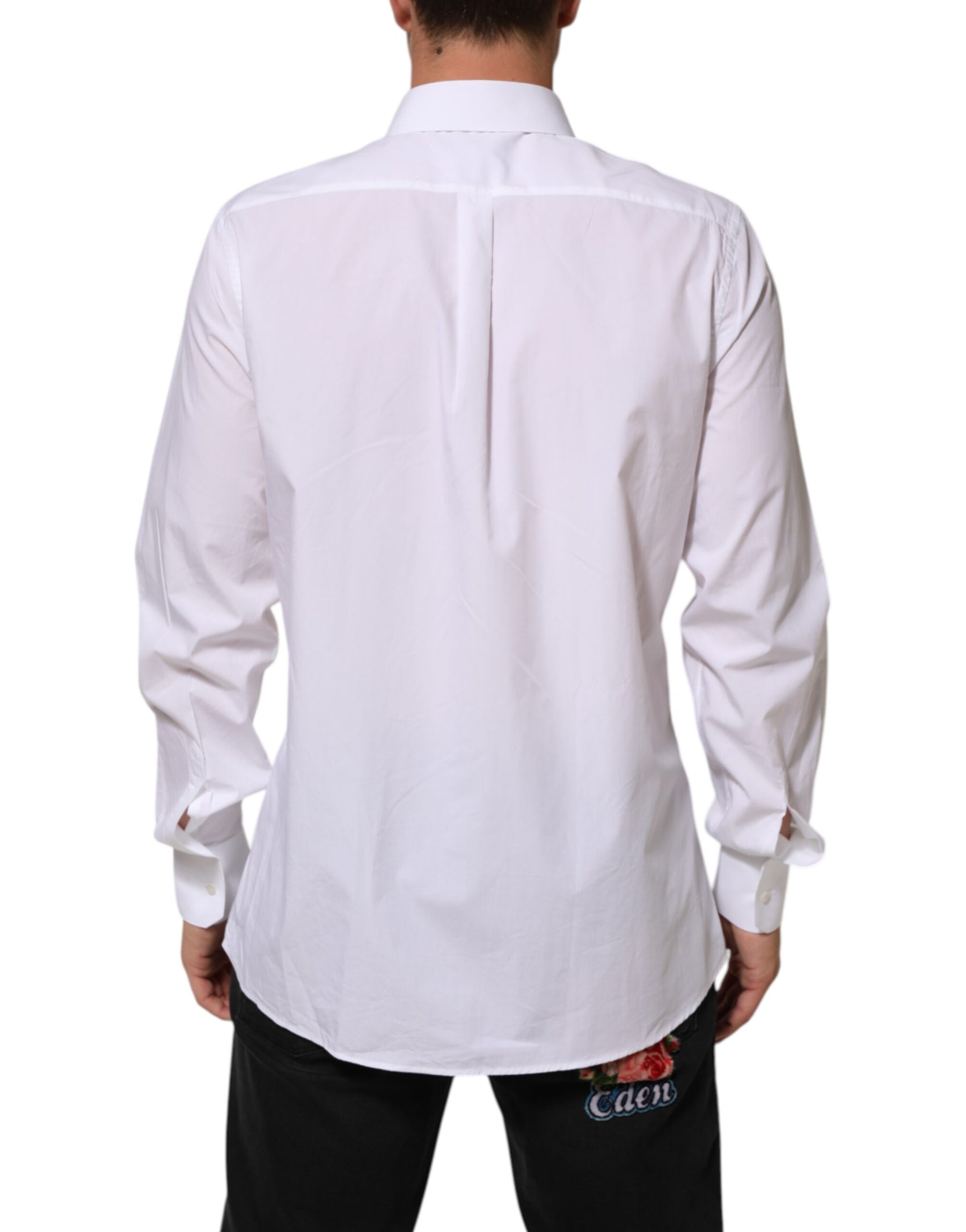 Dolce & Gabbana White Cotton MARTINI Men Formal Dress Shirt | Regal Royce
