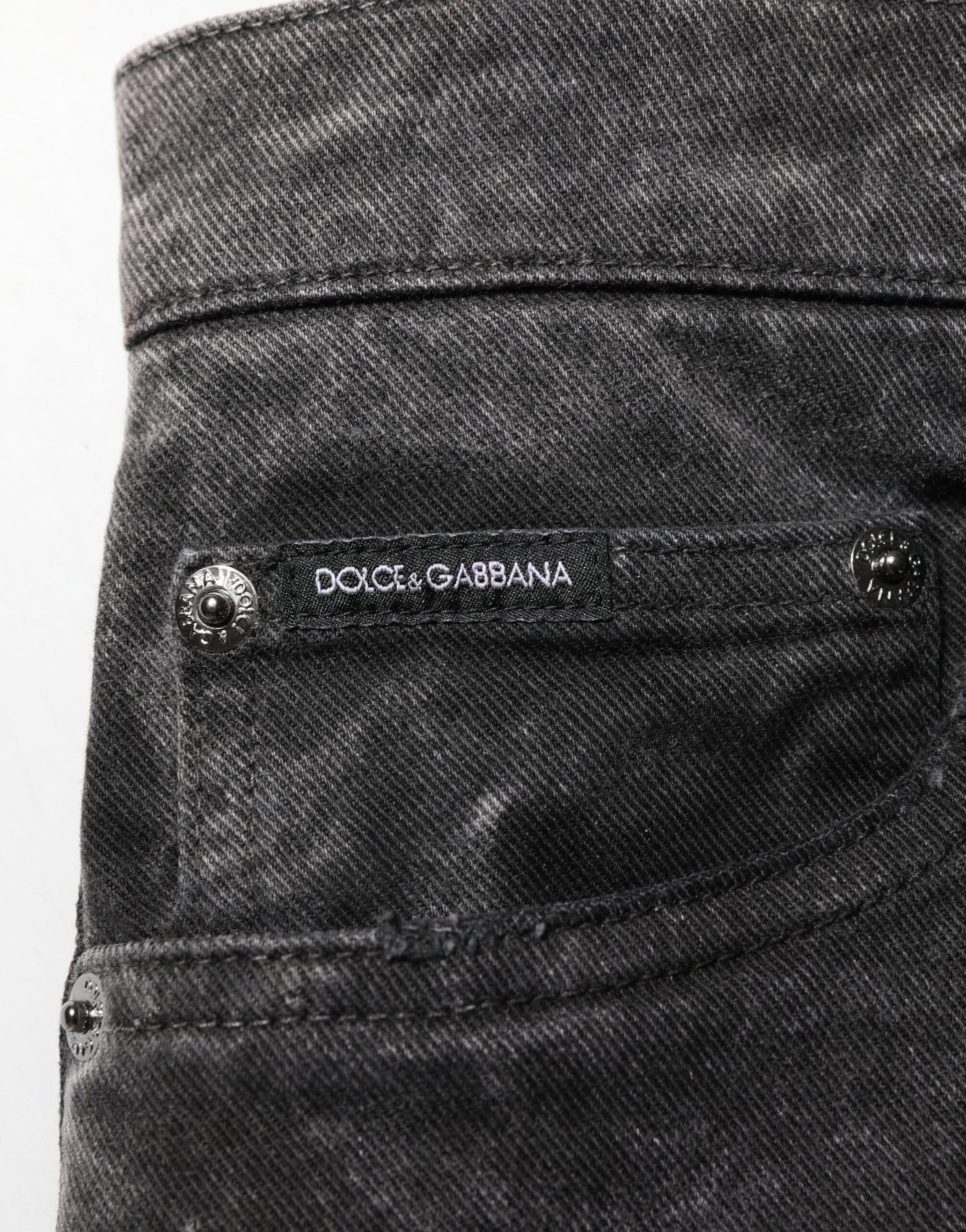 Dolce & Gabbana Black Cotton Mid Waist Denim Men Bermuda Short | Regal Royce