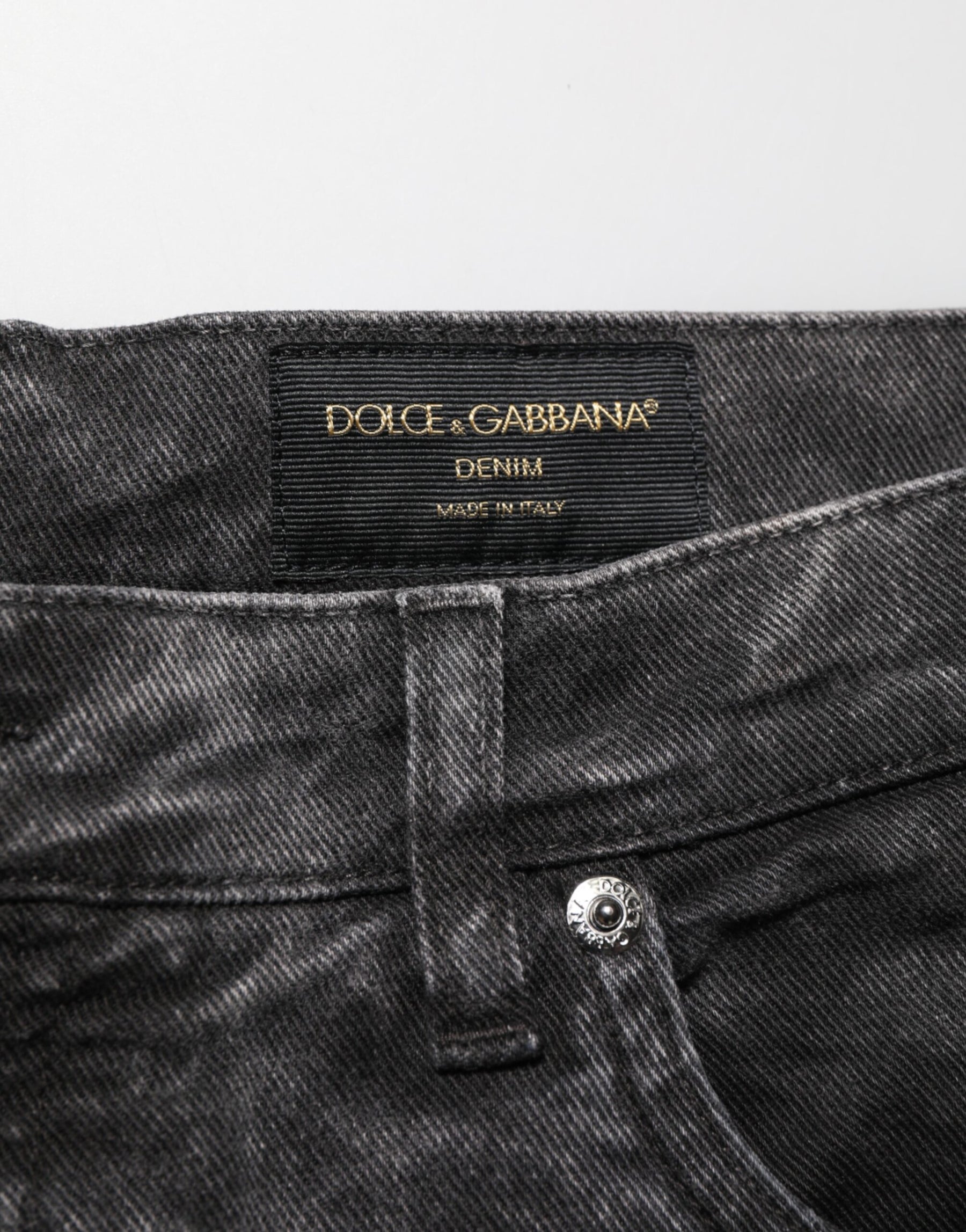 Dolce & Gabbana Black Cotton Mid Waist Denim Men Bermuda Short | Regal Royce