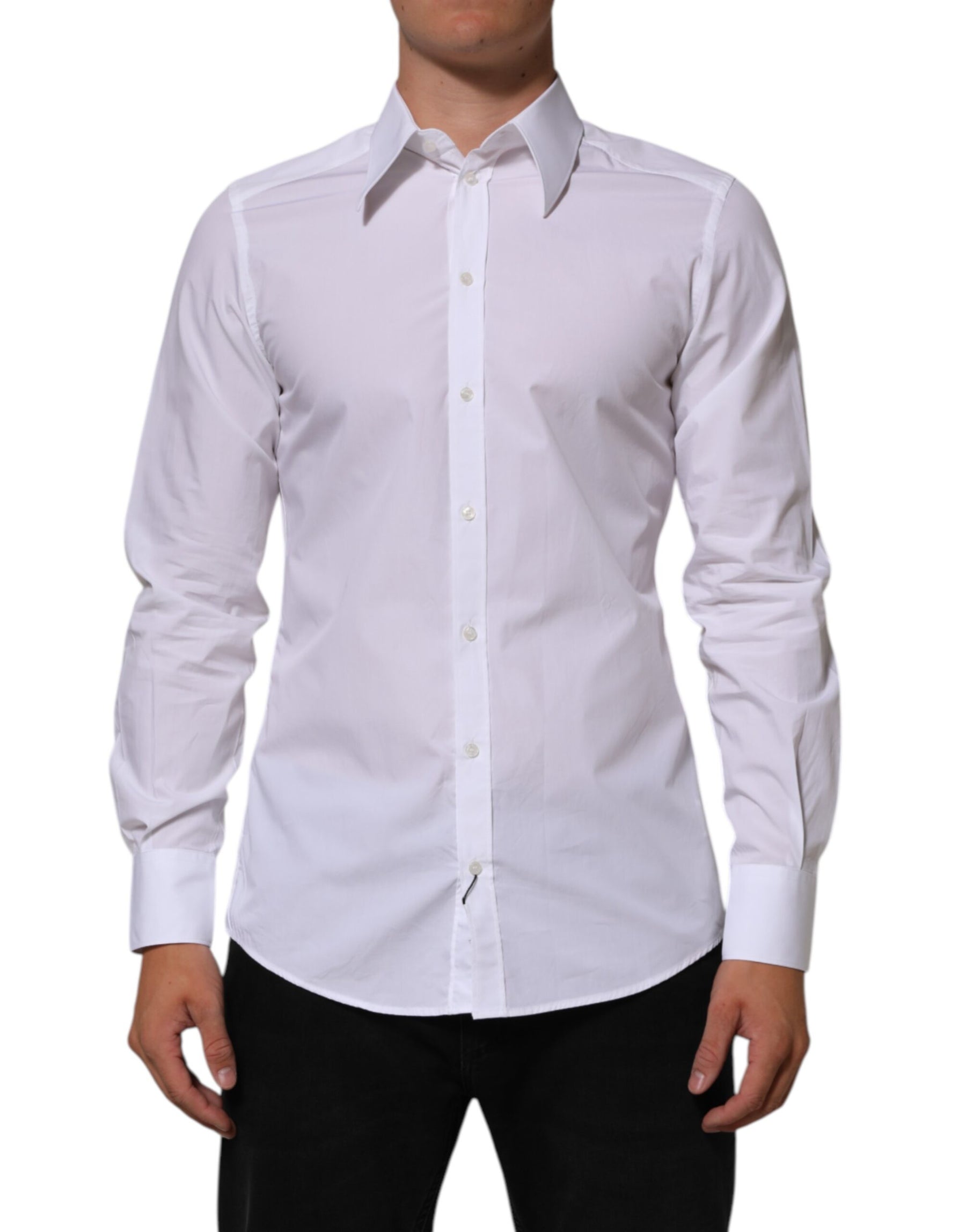 Dolce & Gabbana White Cotton MARTINI Men Formal Dress Shirt | Regal Royce