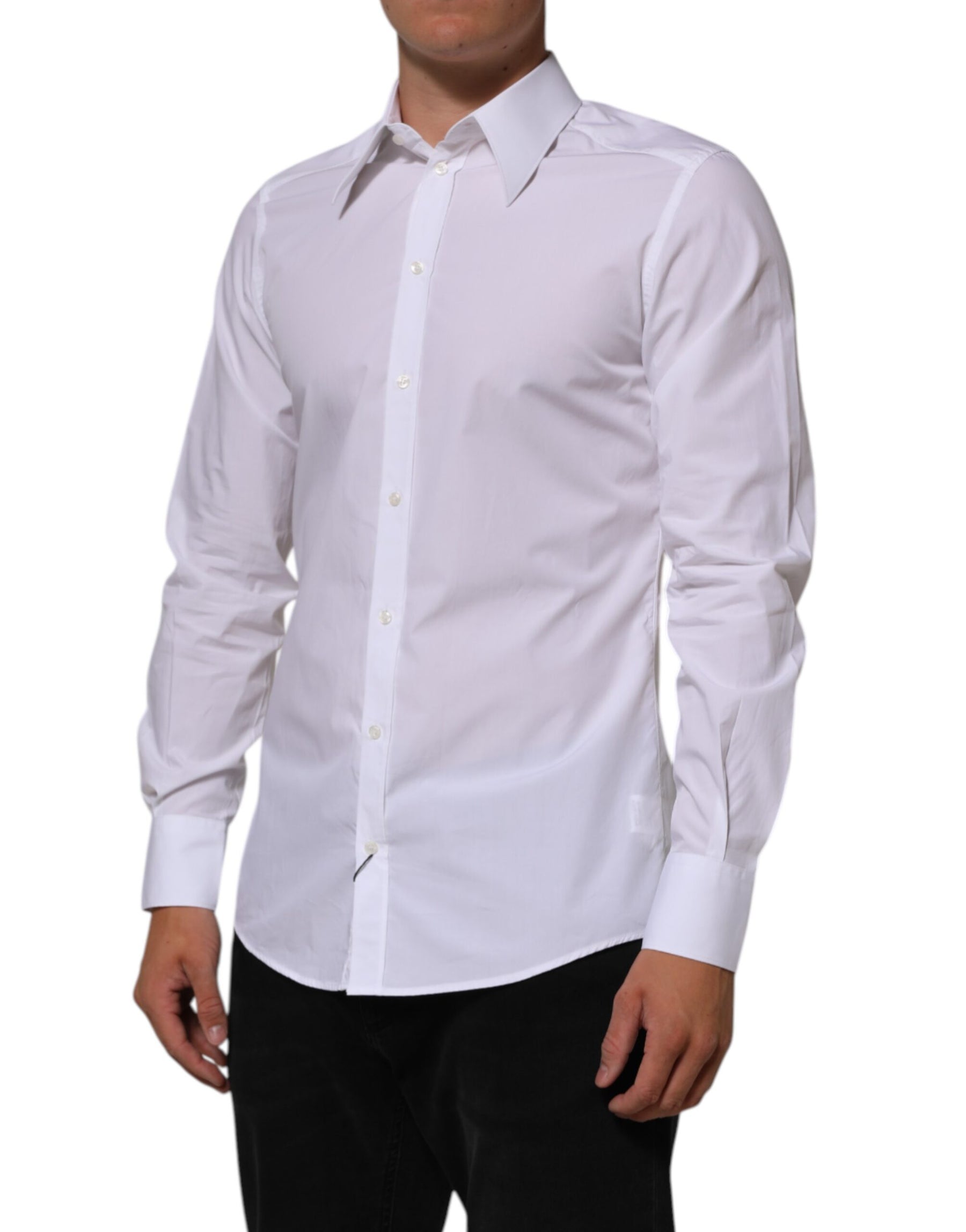 Dolce & Gabbana White Cotton MARTINI Men Formal Dress Shirt | Regal Royce