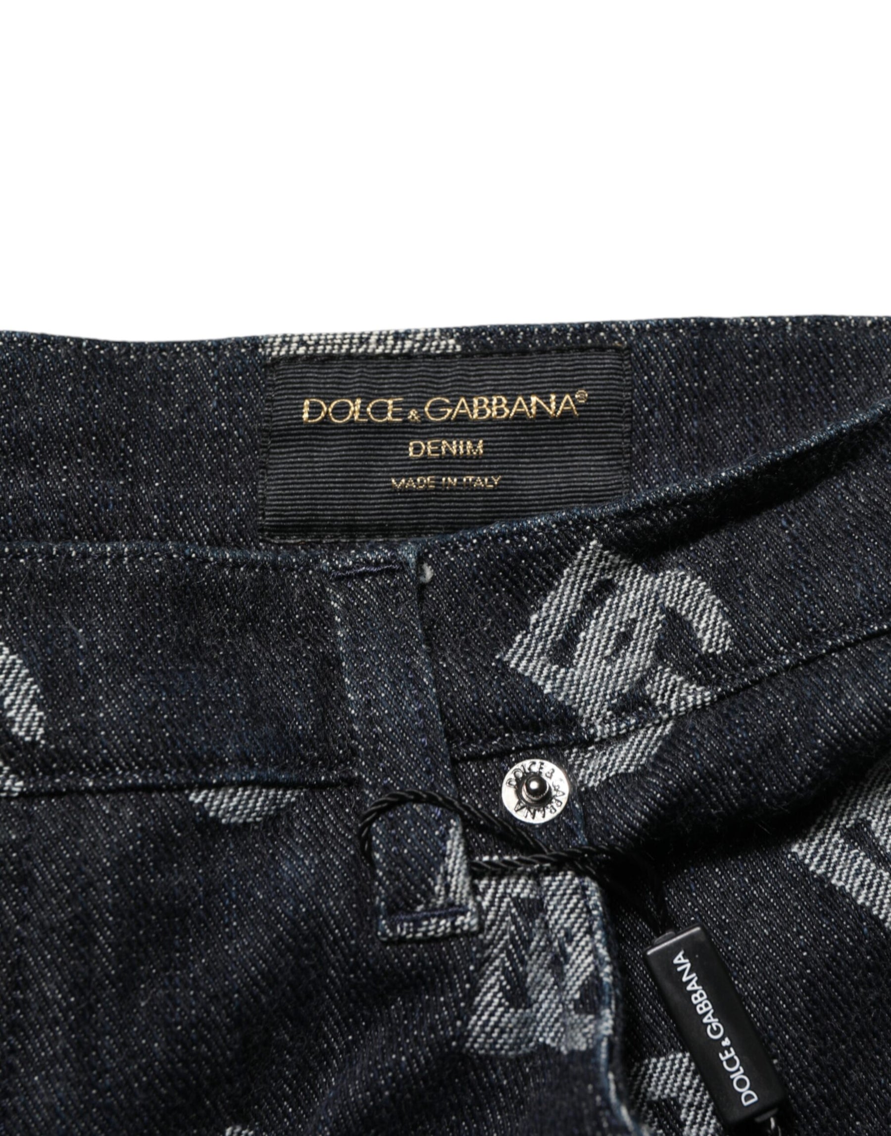 Dolce & Gabbana Black Monogram Denim Cargo Men Bermuda Short | Regal Royce