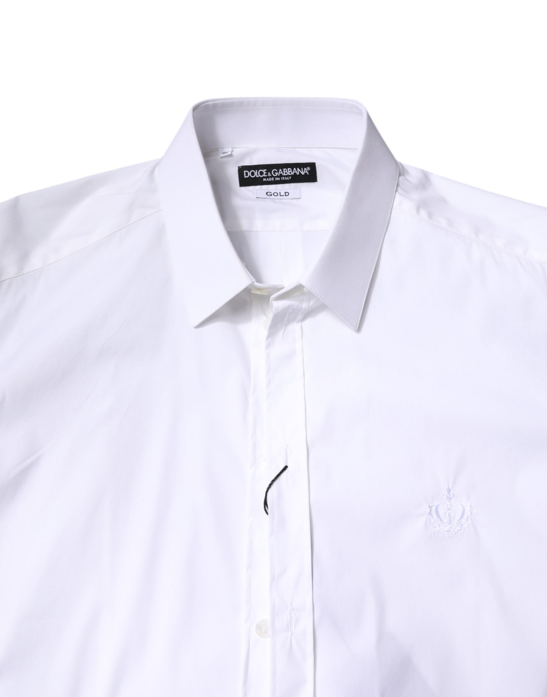 Dolce & Gabbana White Cotton Collared GOLD FormalDress Shirt | Regal Royce