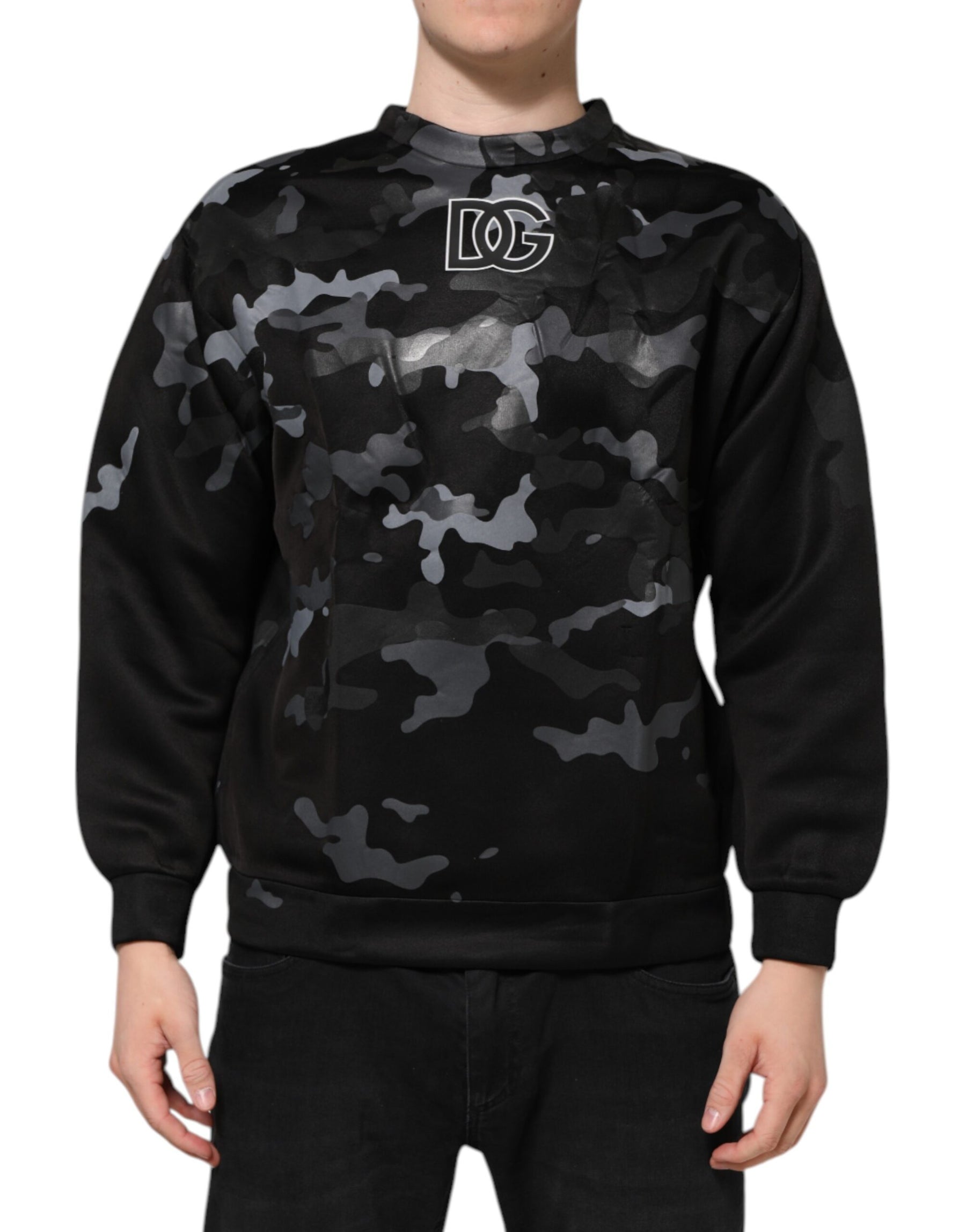 Dolce & Gabbana Black Camouflage Round Neck Sweatshirt Sweater | Regal Royce