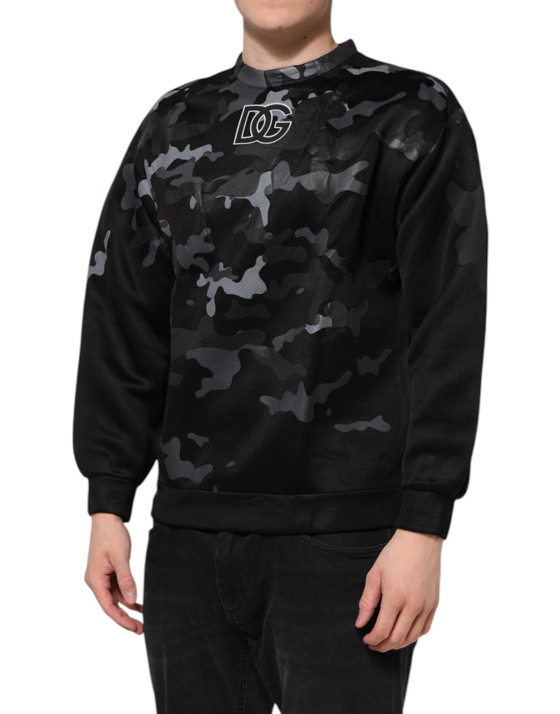 Dolce & Gabbana Black Camouflage Round Neck Sweatshirt Sweater | Regal Royce