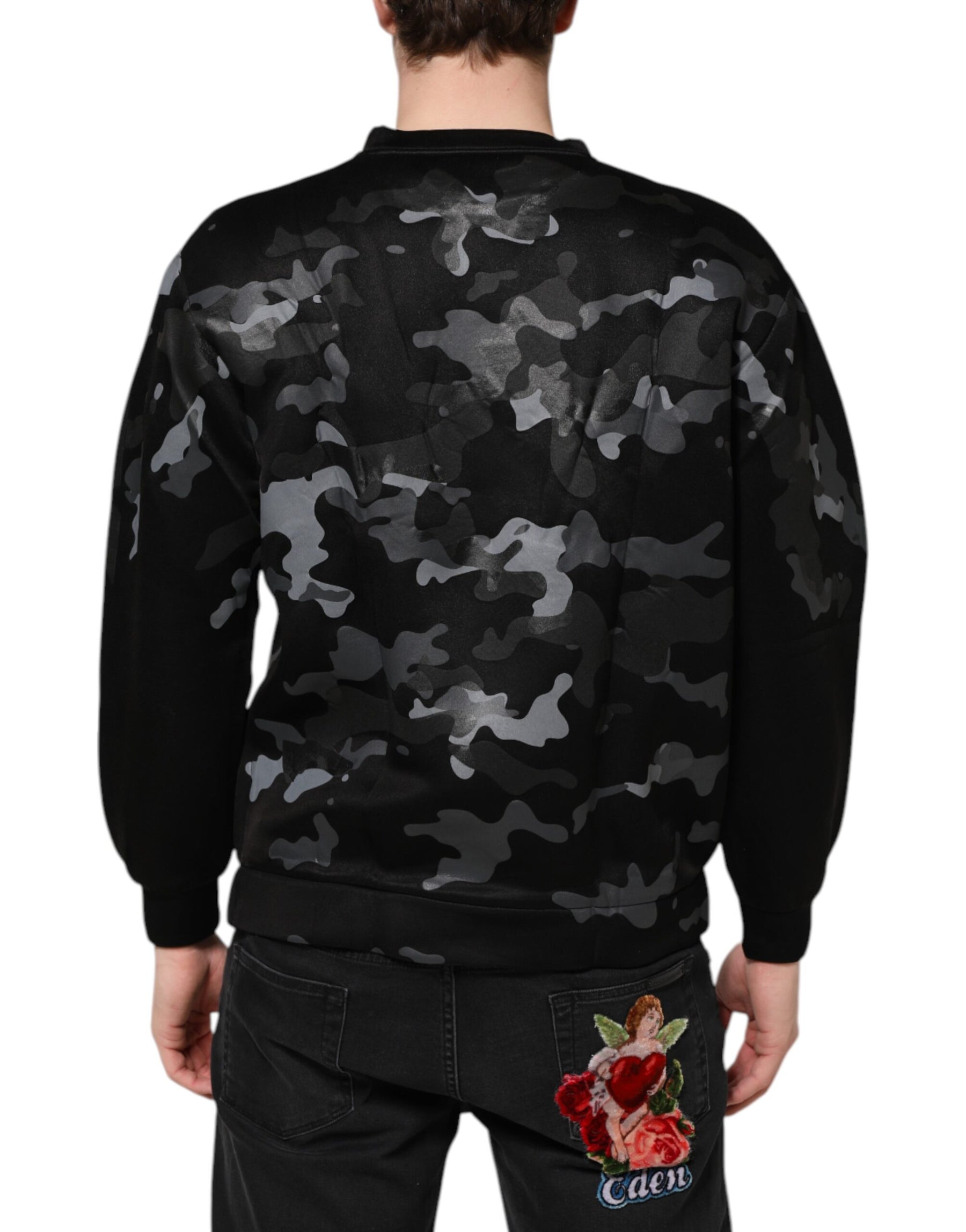 Dolce & Gabbana Black Camouflage Round Neck Sweatshirt Sweater | Regal Royce
