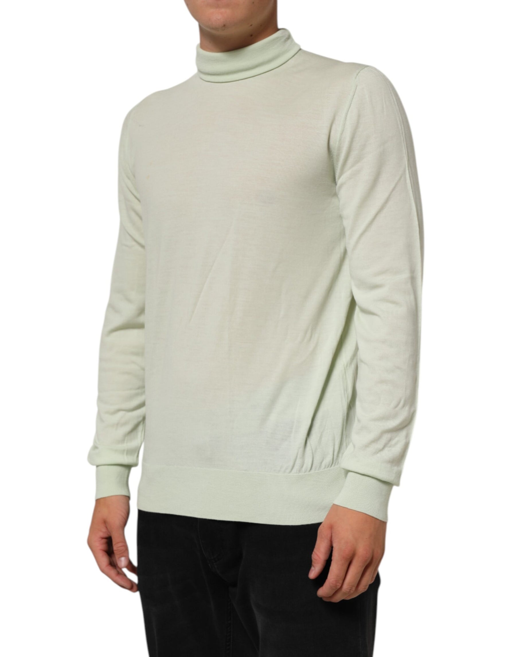Dolce & Gabbana Light Green Logo TurtleNeck Pullover Sweater | Regal Royce
