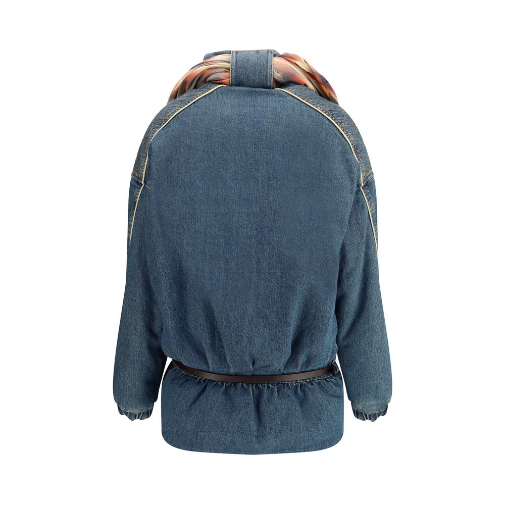 MARBELL Blue Leather Denim Jacket | Regal Royce