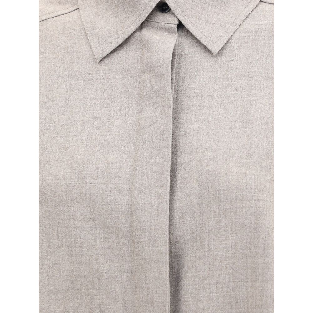 Di Stavnitser Gray Fleece Wool Dress Shirt | Regal Royce