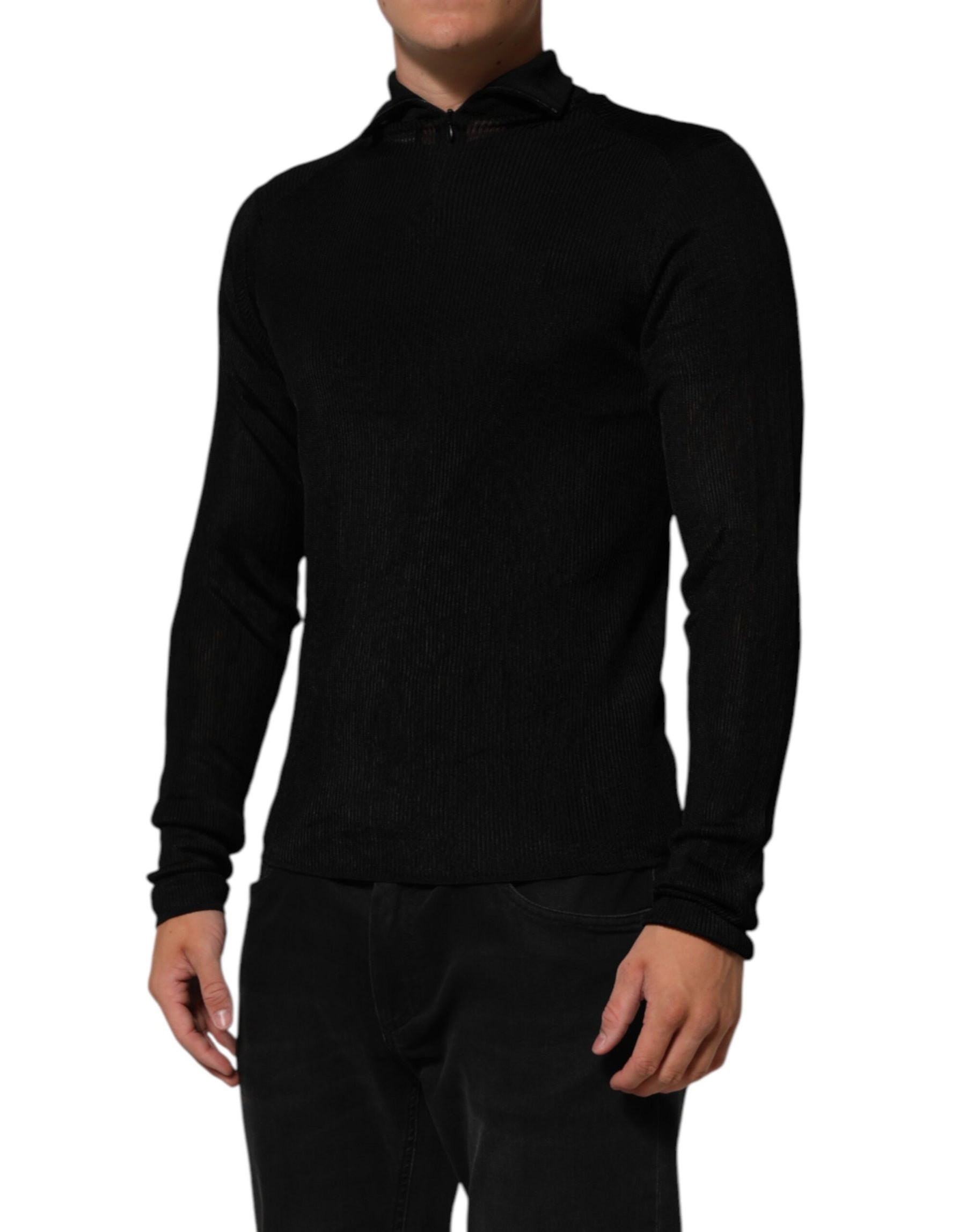 Dolce & Gabbana Black Viscose Turtle Neck Pullover Sweater | Regal Royce