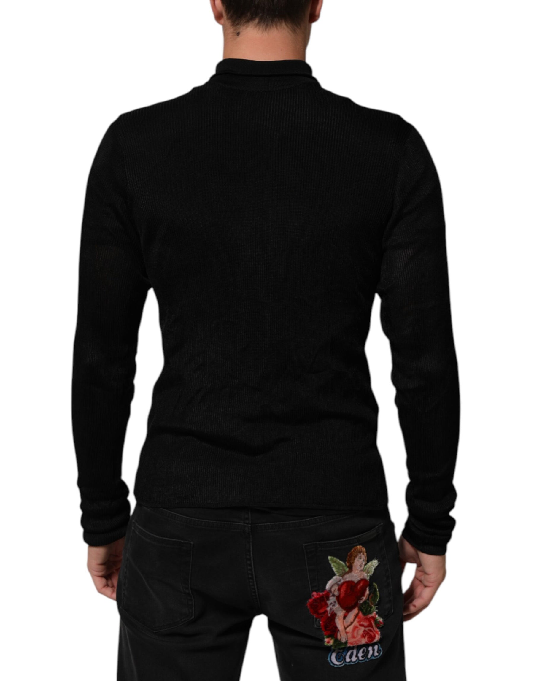 Dolce & Gabbana Black Viscose Turtle Neck Pullover Sweater | Regal Royce