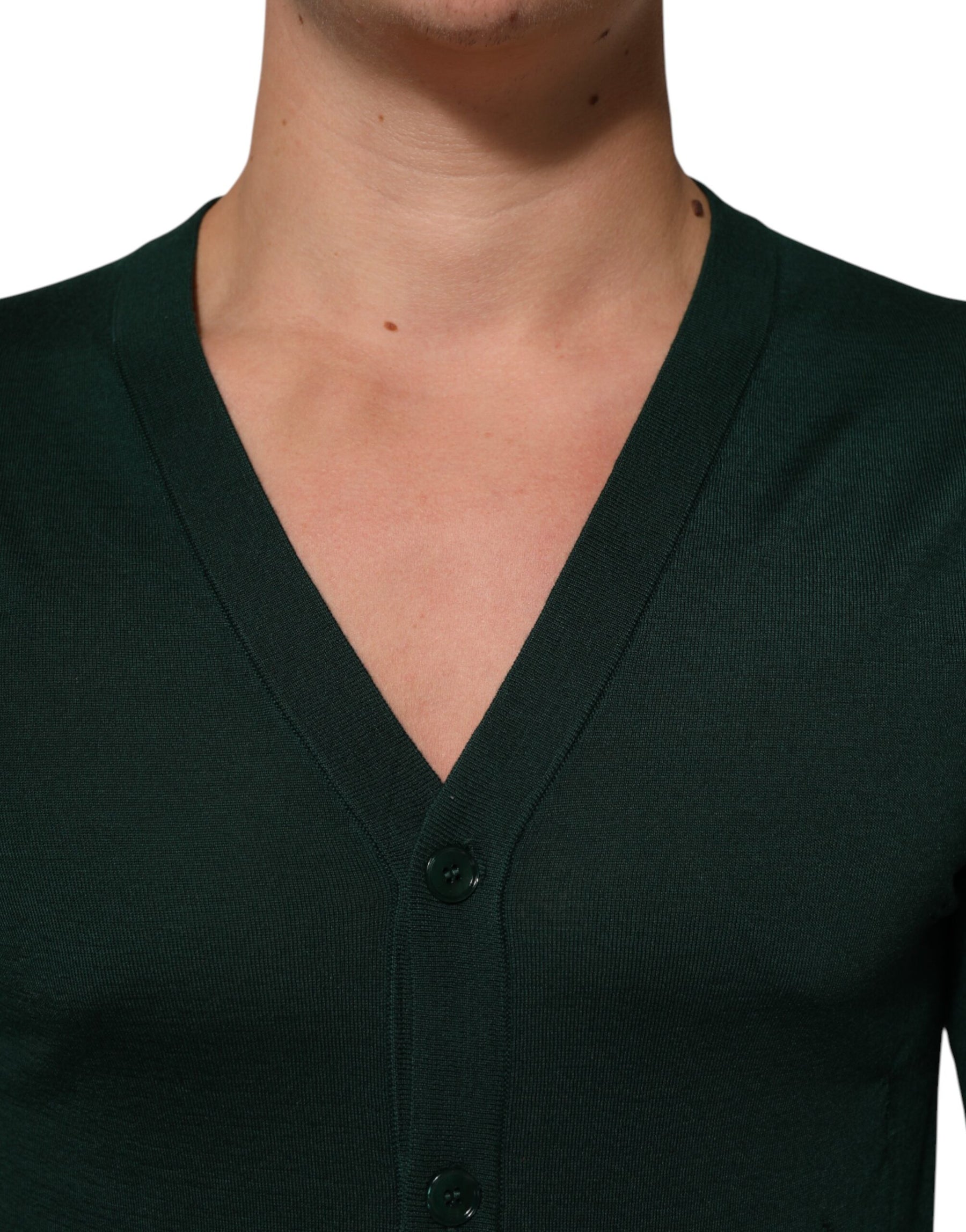 Dolce & Gabbana Dark Green Button Down Men Cardigan Sweater | Regal Royce
