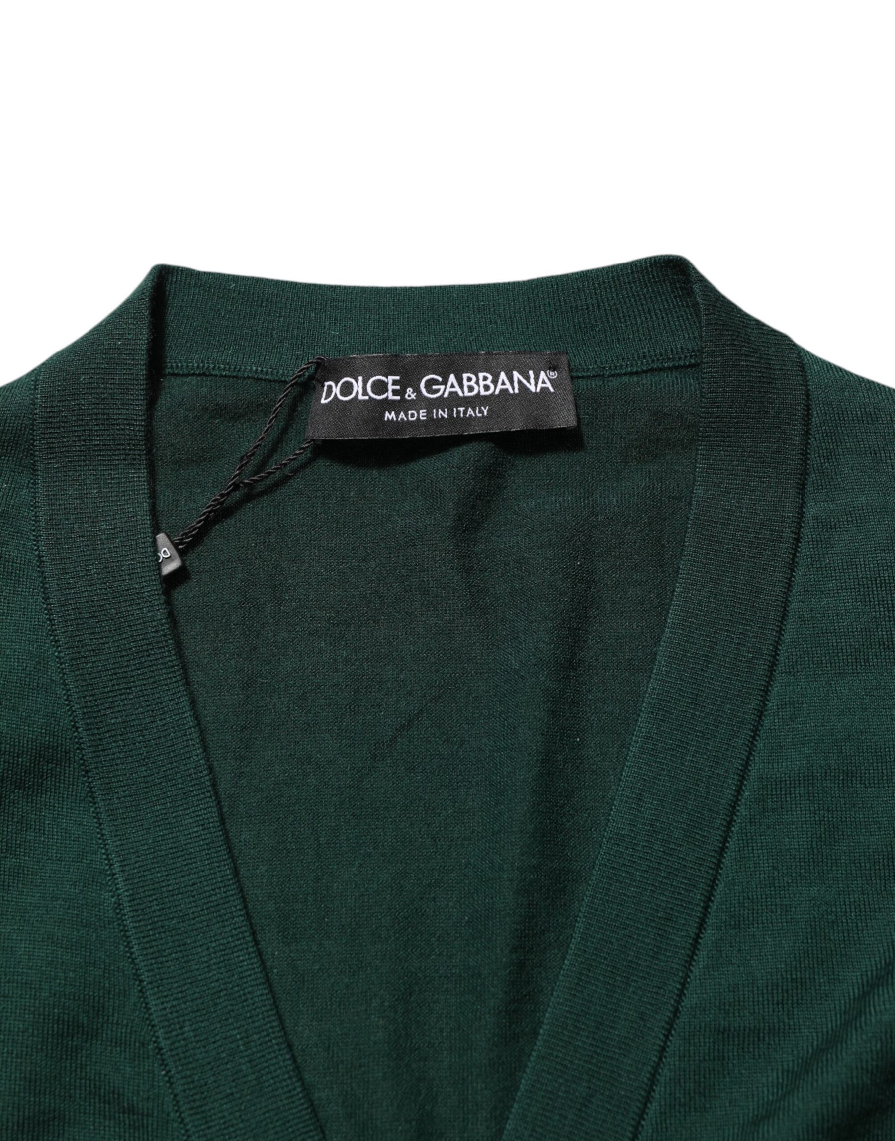 Dolce & Gabbana Dark Green Button Down Men Cardigan Sweater | Regal Royce
