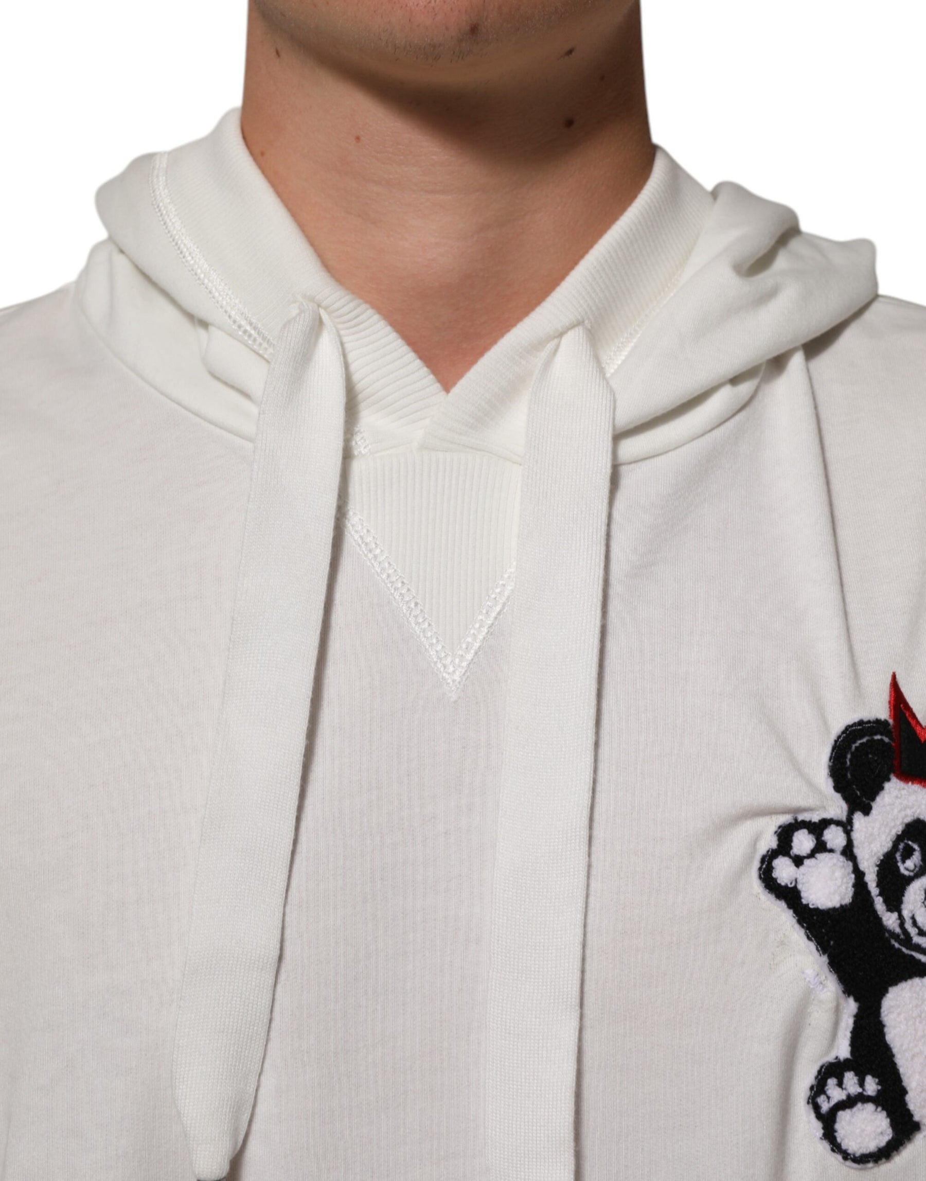 Dolce & Gabbana Off White Cotton Panda Hooded Sweatshirt Sweater | Regal Royce