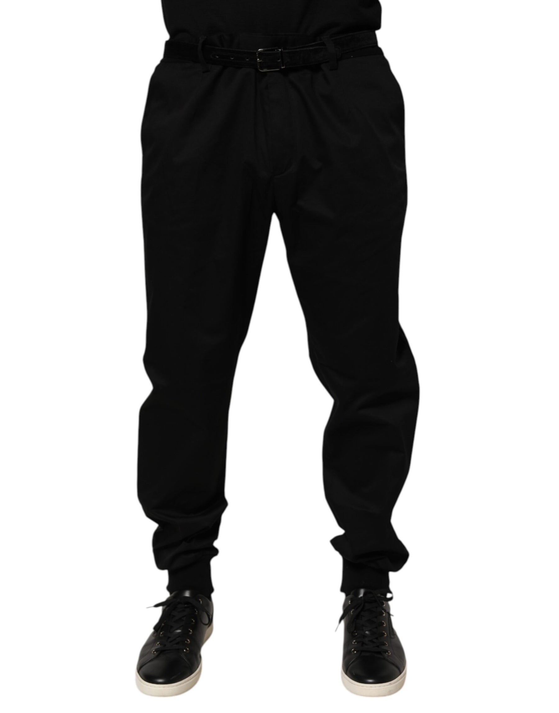 Dolce & Gabbana Black Cotton Stretch Casual Trouser Pants | Regal Royce