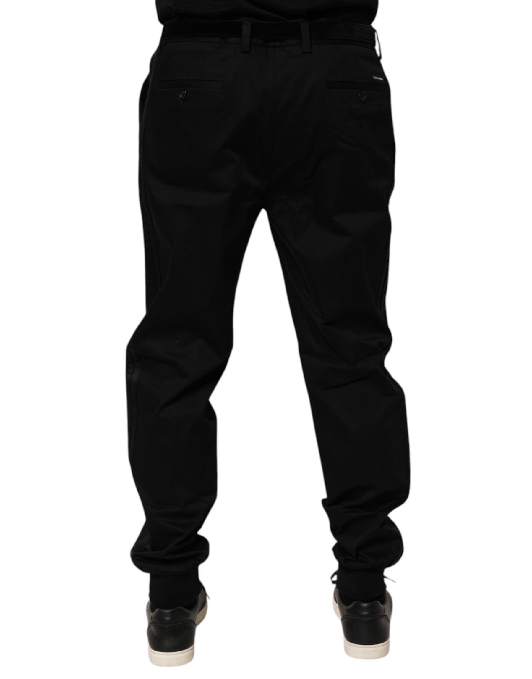 Dolce & Gabbana Black Cotton Stretch Casual Trouser Pants | Regal Royce