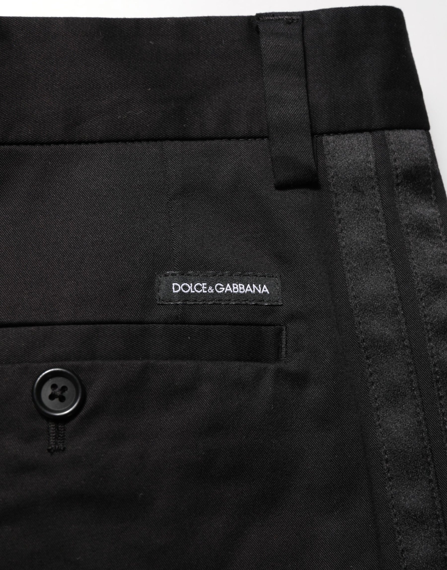 Dolce & Gabbana Black Cotton Stretch Casual Trouser Pants | Regal Royce