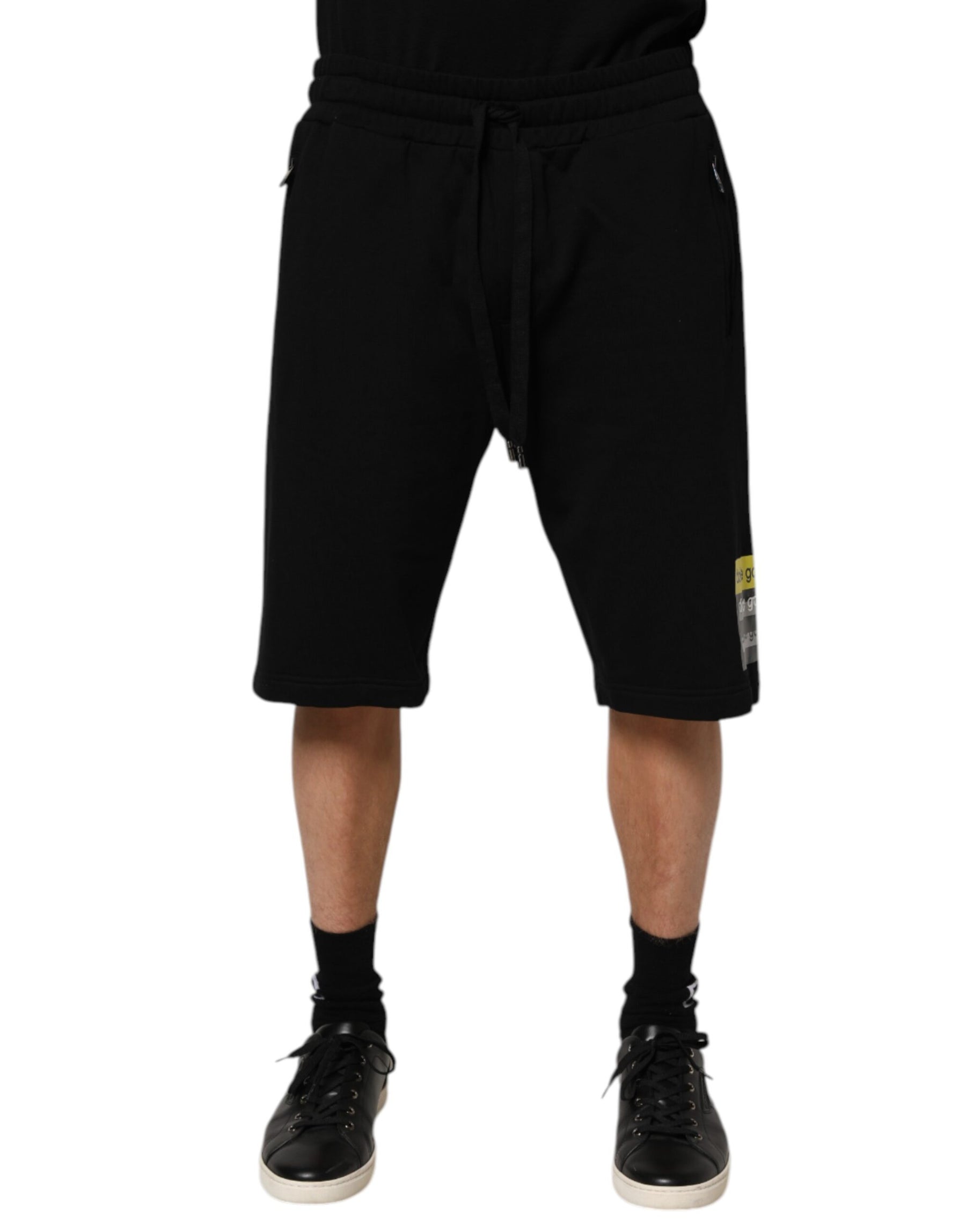 Dolce & Gabbana Black Cotton Mid Waist Casual Bermuda Short | Regal Royce