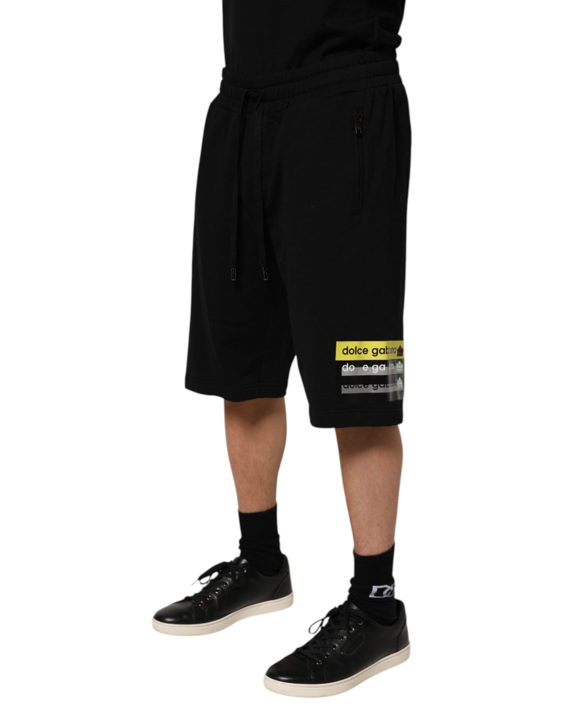 Dolce & Gabbana Black Cotton Mid Waist Casual Bermuda Short | Regal Royce