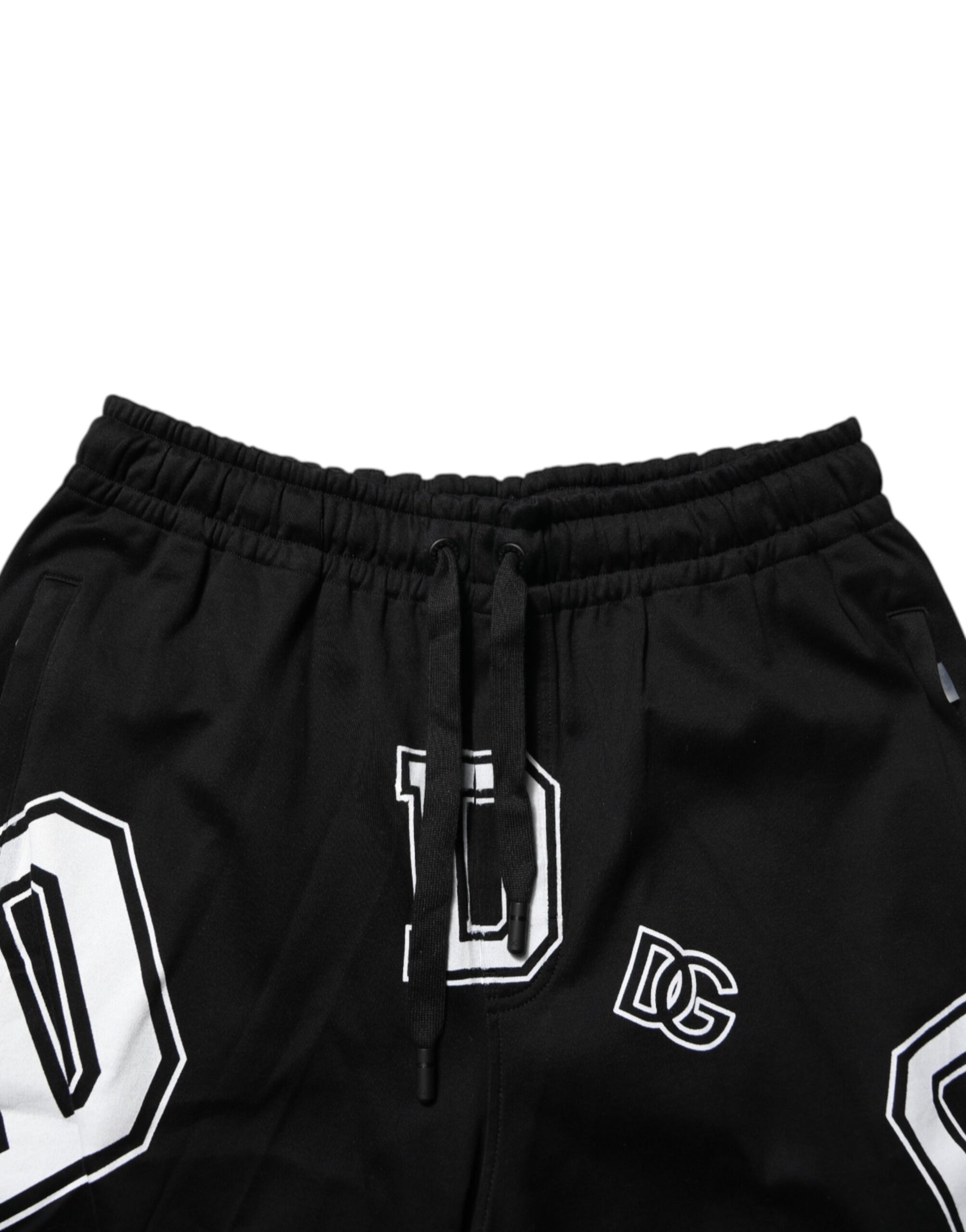 Dolce & Gabbana Black Logo Print Cotton Casual Bermuda Short | Regal Royce
