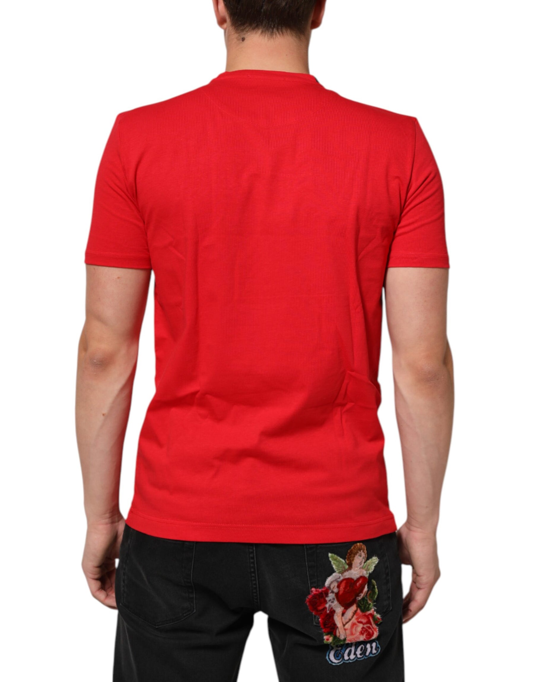 Dolce & Gabbana Red Goodluck 2023 Cotton Crew Neck T-shirt | Regal Royce