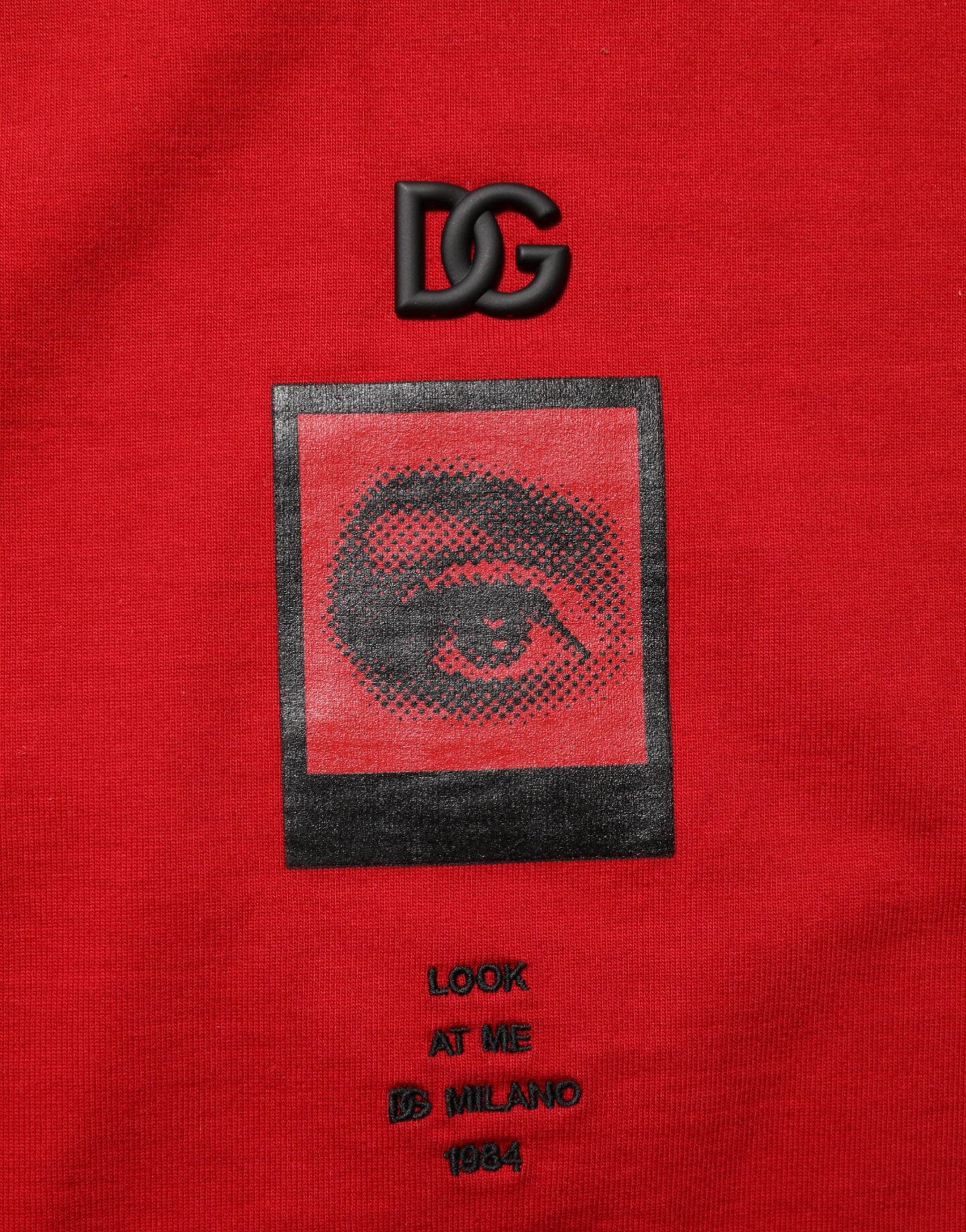 Dolce & Gabbana Red Logo Eye Print Cotton Short Sleeve T-shirt | Regal Royce