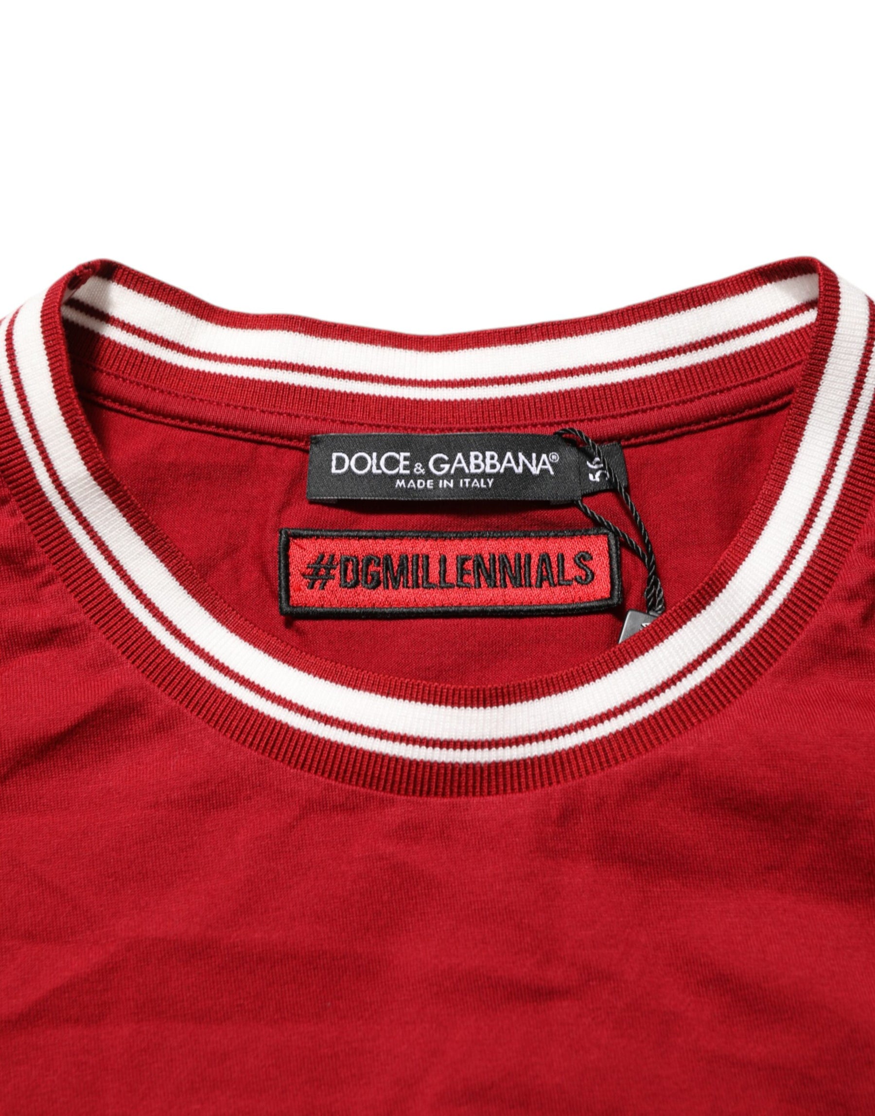 Dolce & Gabbana Maroon LogoCrown Cotton Half Sleeve T-shirt | Regal Royce