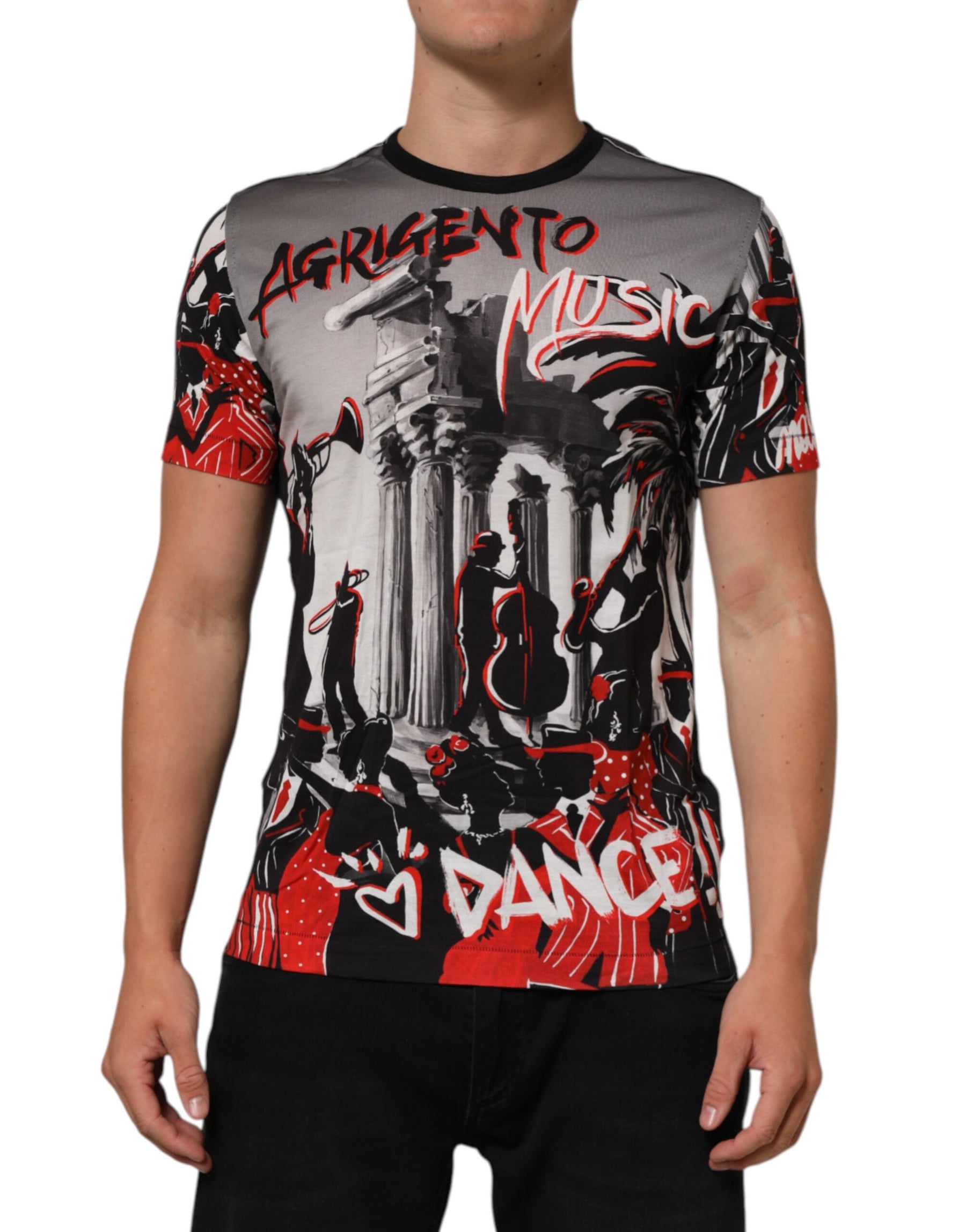 Dolce & Gabbana Multicolor Agrigento Dance Jazz Music Print T-shirt | Regal Royce