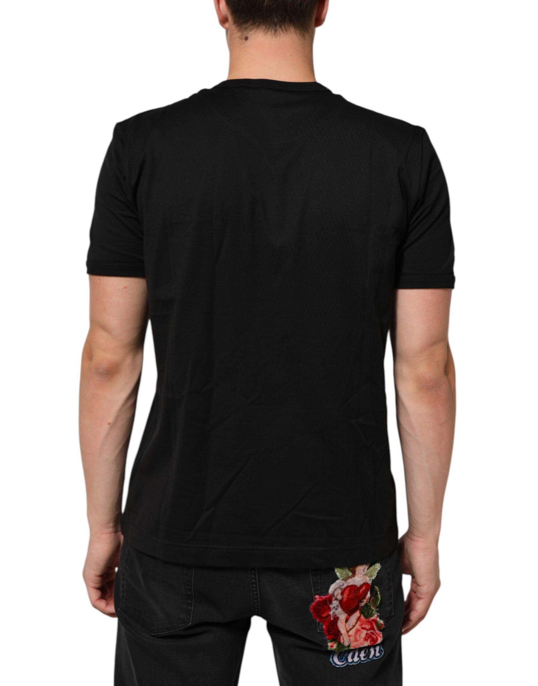 Dolce & Gabbana Black Goodluck 2021 Cotton Crew Neck T-shirt | Regal Royce