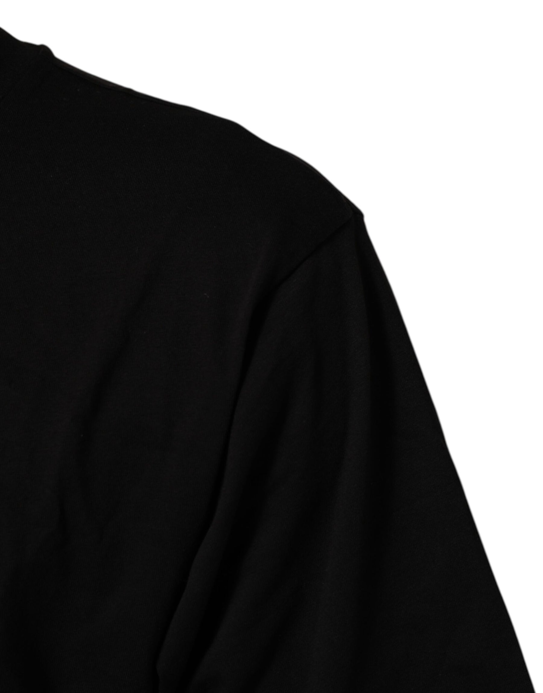 Dolce & Gabbana Black Logo Print Cotton Crew Neck  T-shirt | Regal Royce