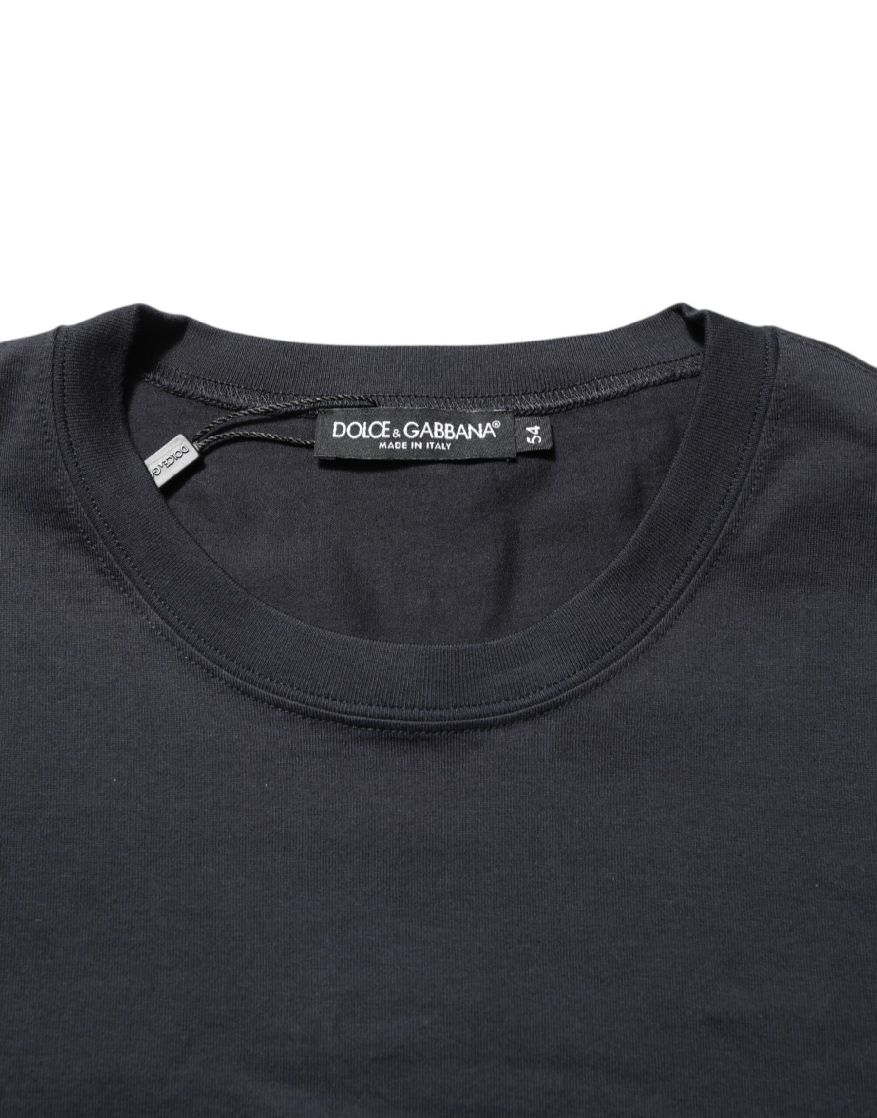 Dolce & Gabbana Black Logo Compass Cotton Crew Neck T-shirt | Regal Royce