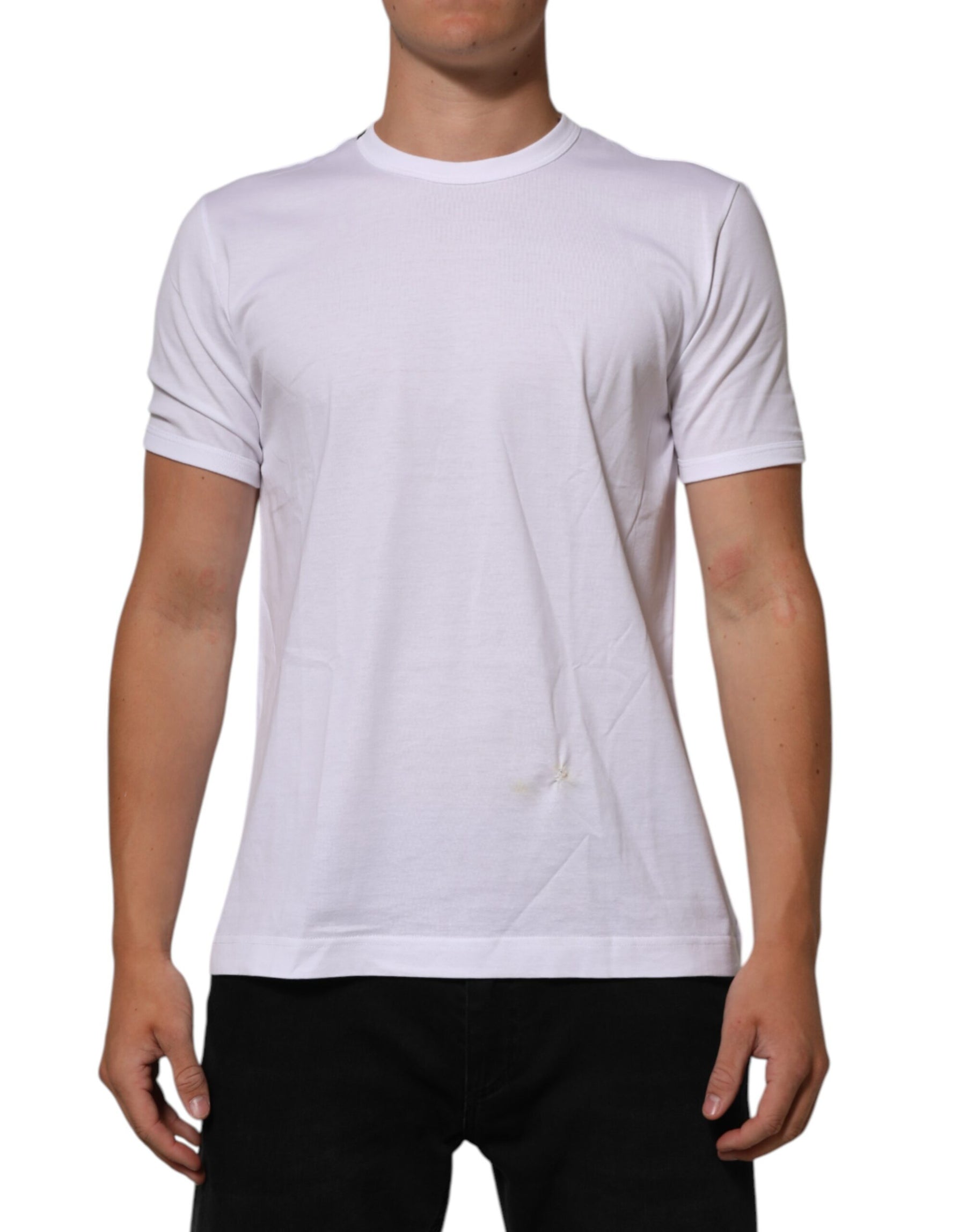 Dolce & Gabbana White Goodluck 2021 Cotton Crew Neck  T-shirt | Regal Royce