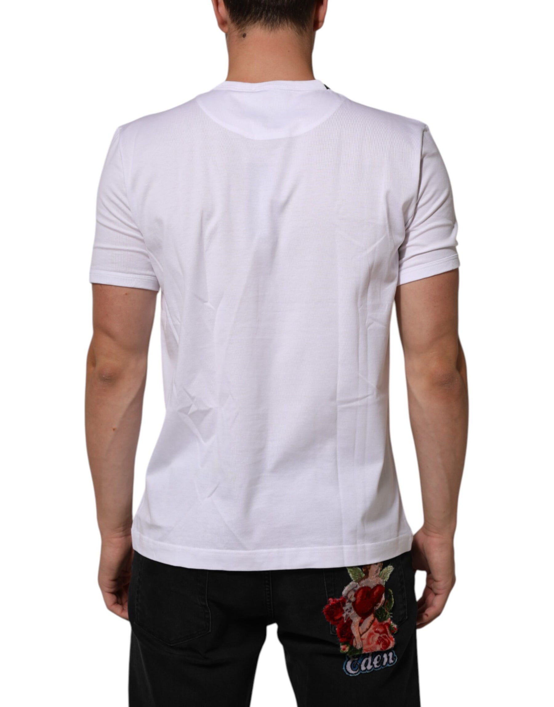 Dolce & Gabbana White Goodluck 2021 Cotton Crew Neck  T-shirt | Regal Royce