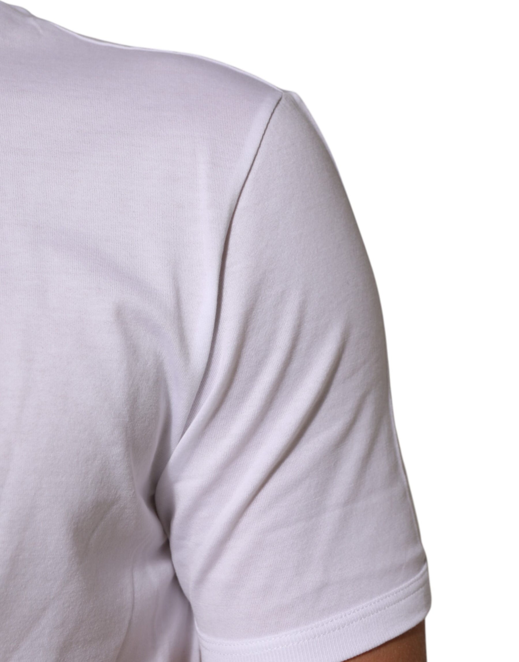 Dolce & Gabbana White Goodluck 2021 Cotton Crew Neck  T-shirt | Regal Royce