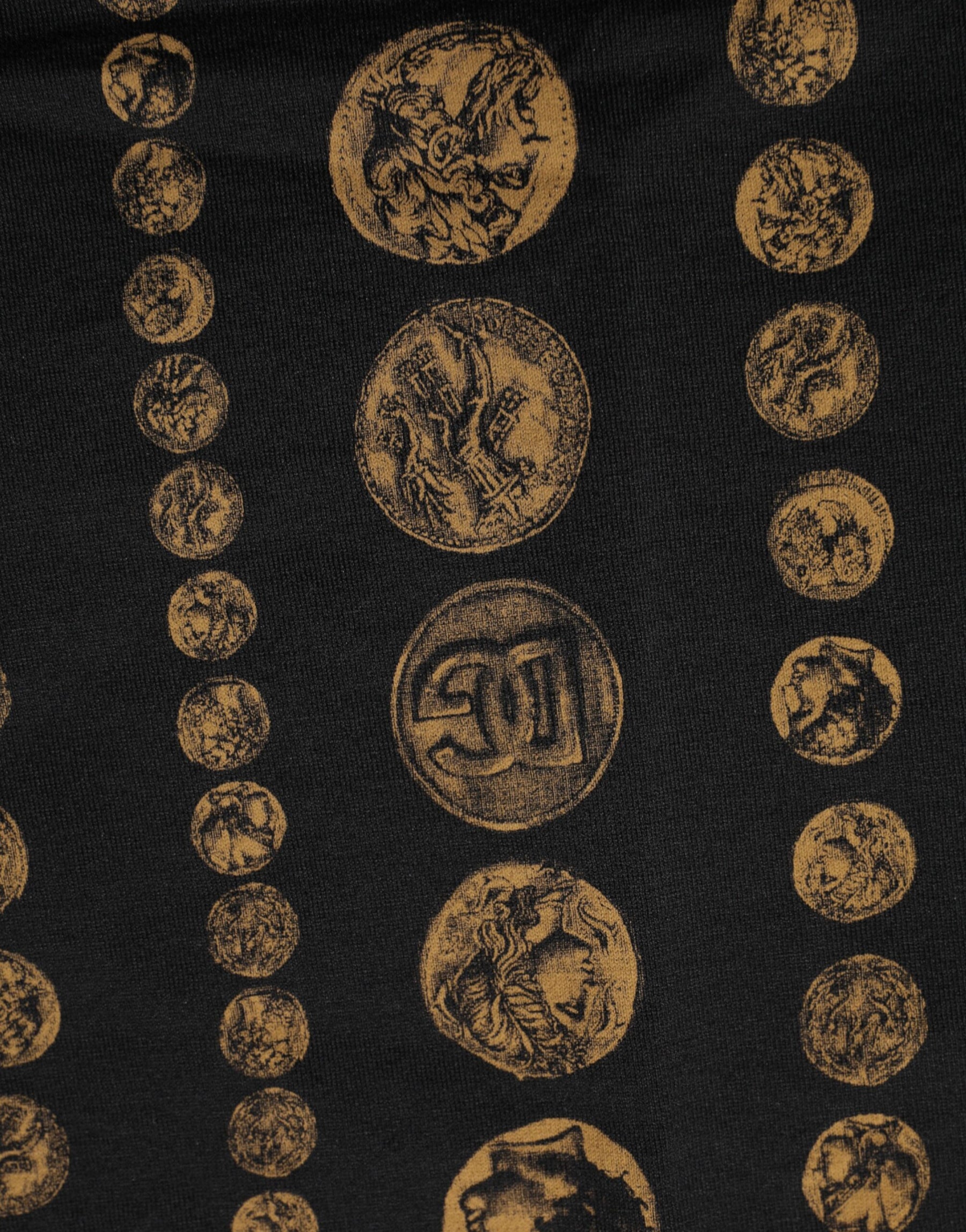 Dolce & Gabbana Black Cotton Coin Print Crew Neck T-shirt | Regal Royce