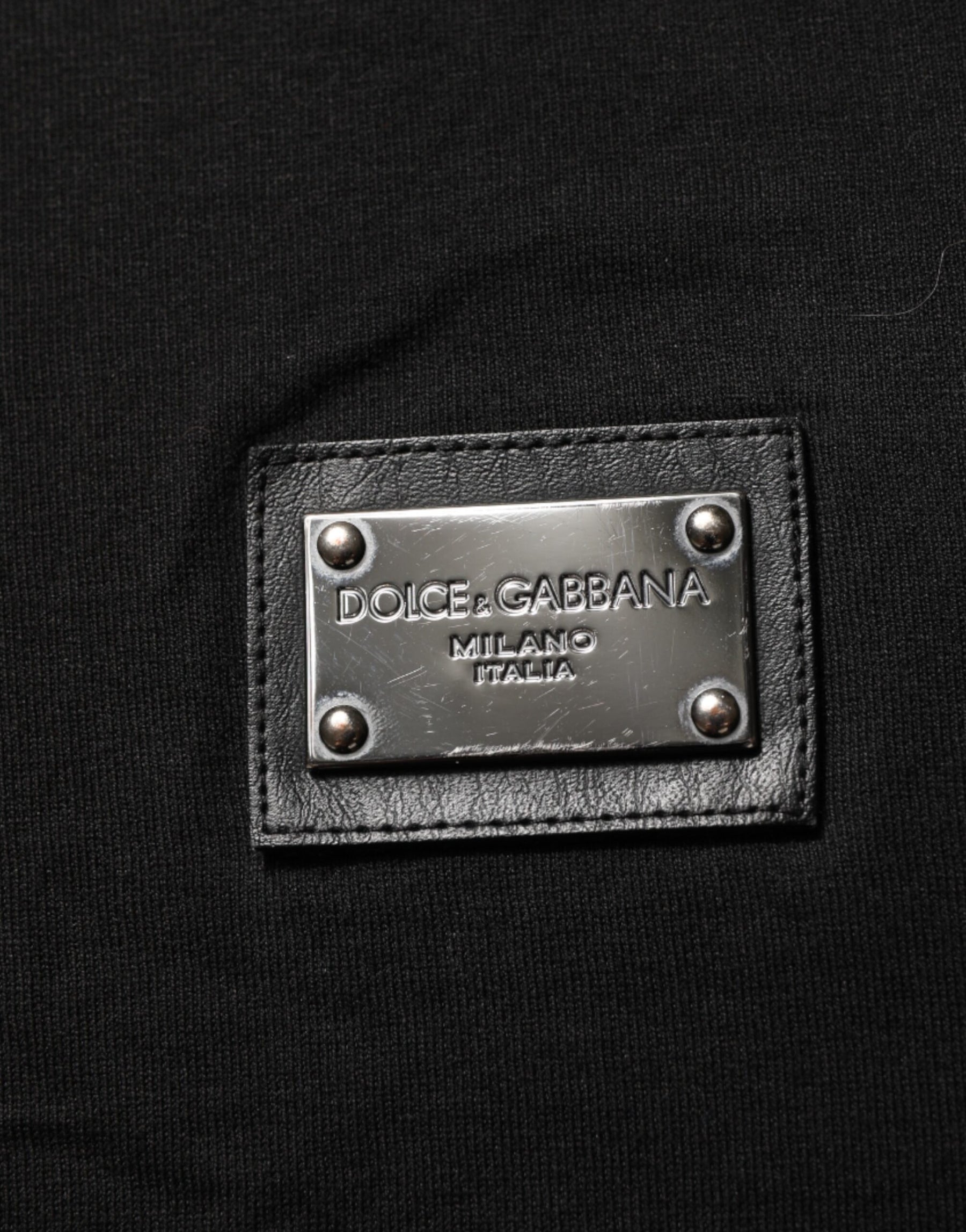 Dolce & Gabbana Black Logo Plaque Cotton Crew Neck T-shirt | Regal Royce