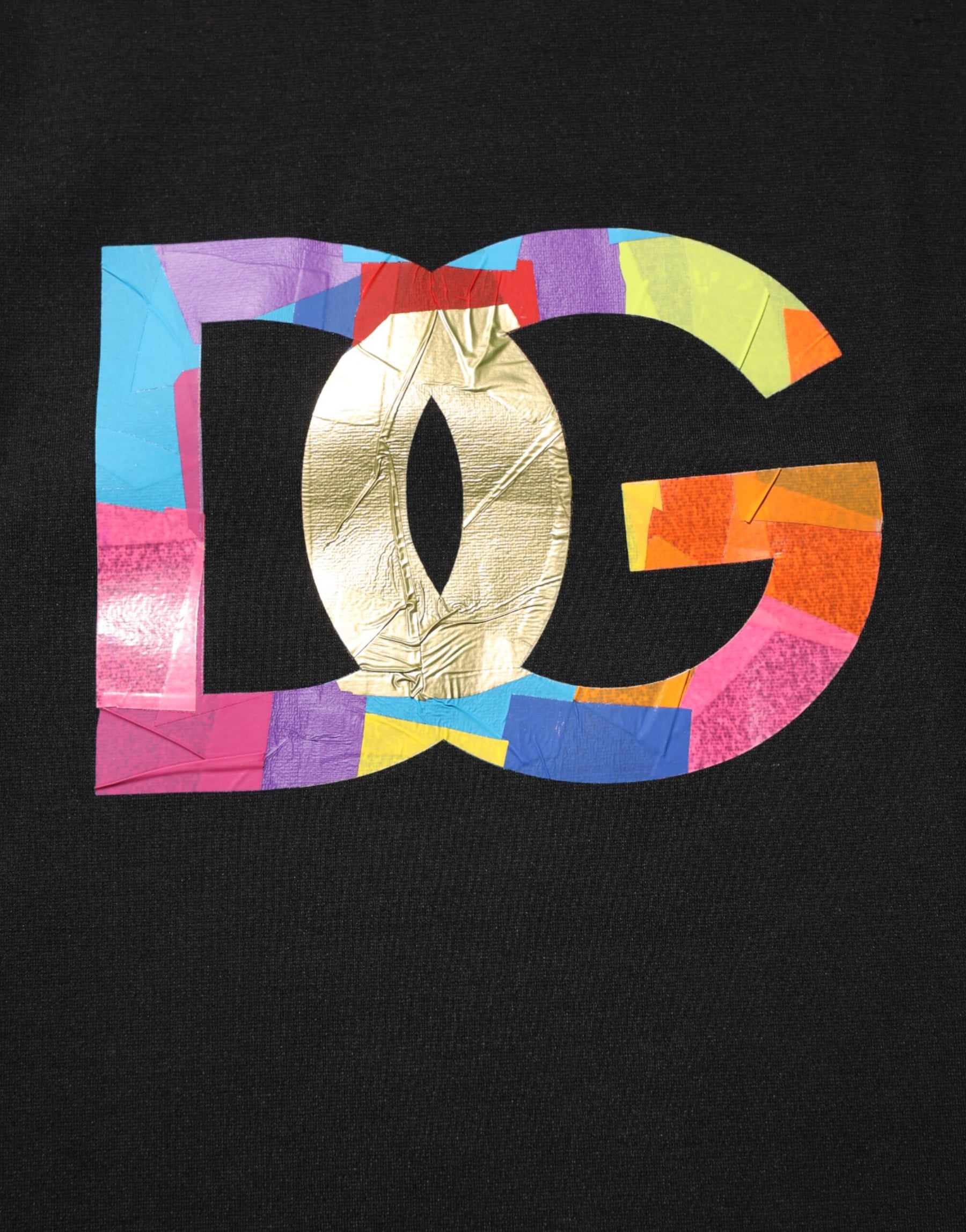 Dolce & Gabbana Black Logo Print Cotton Men Crew Neck T-shirt | Regal Royce