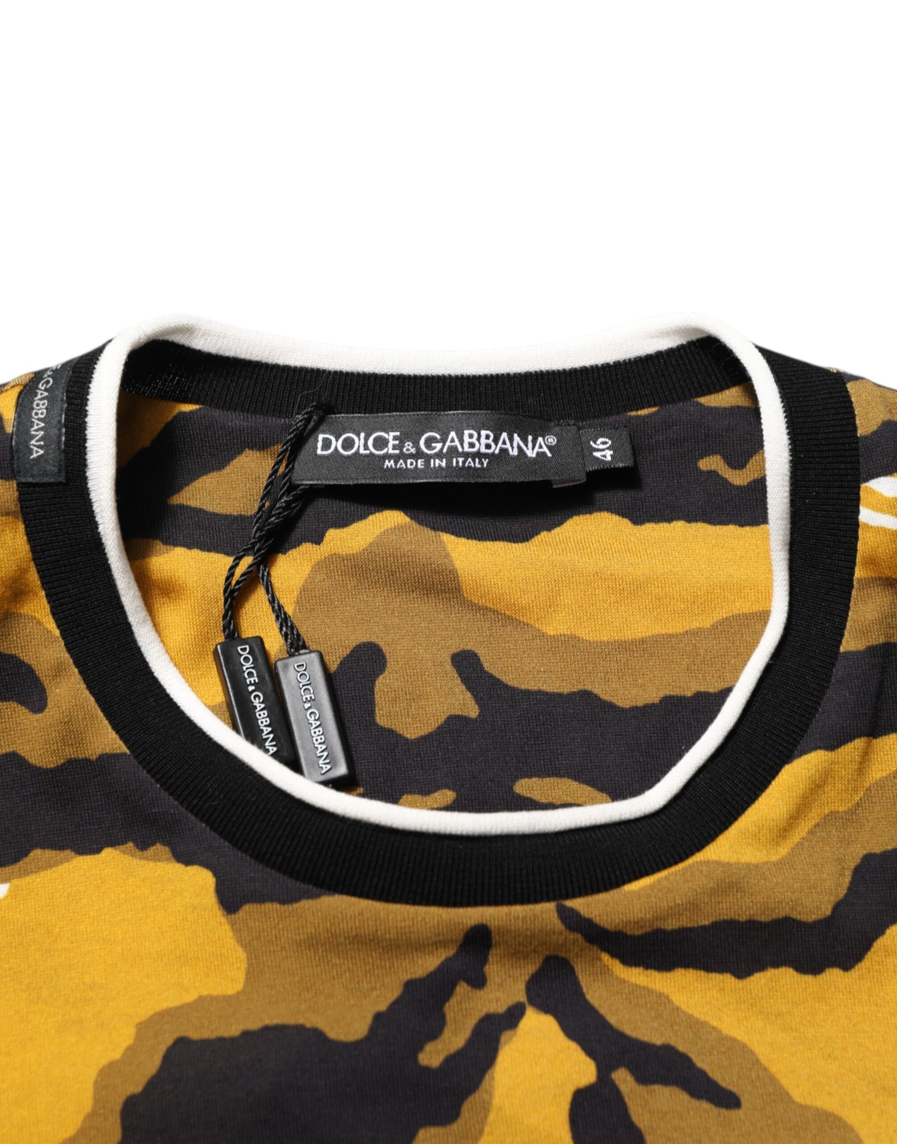 Dolce & Gabbana Multicolor Leopard Palm Leaf Men Crew Neck T-shirt | Regal Royce