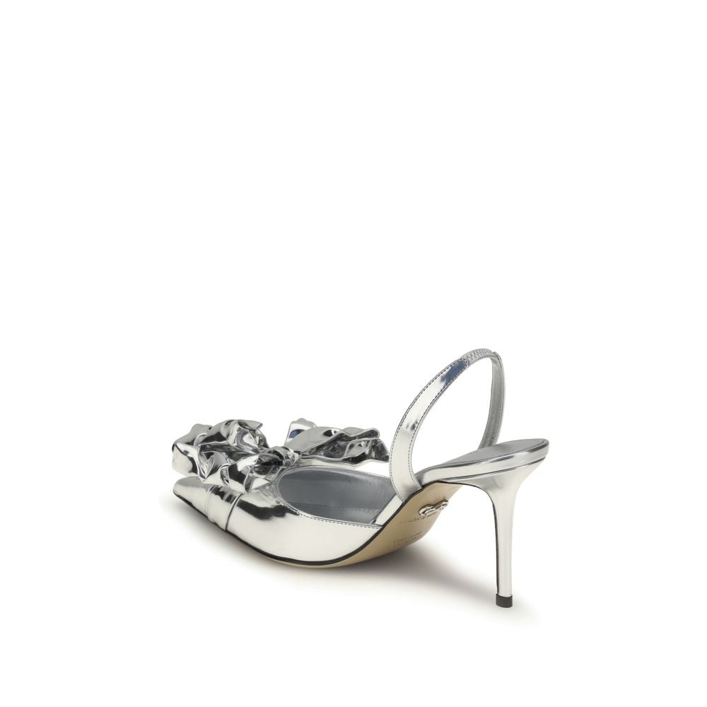 MACH & MACH Silver Leather High Heel Pumps | Regal Royce