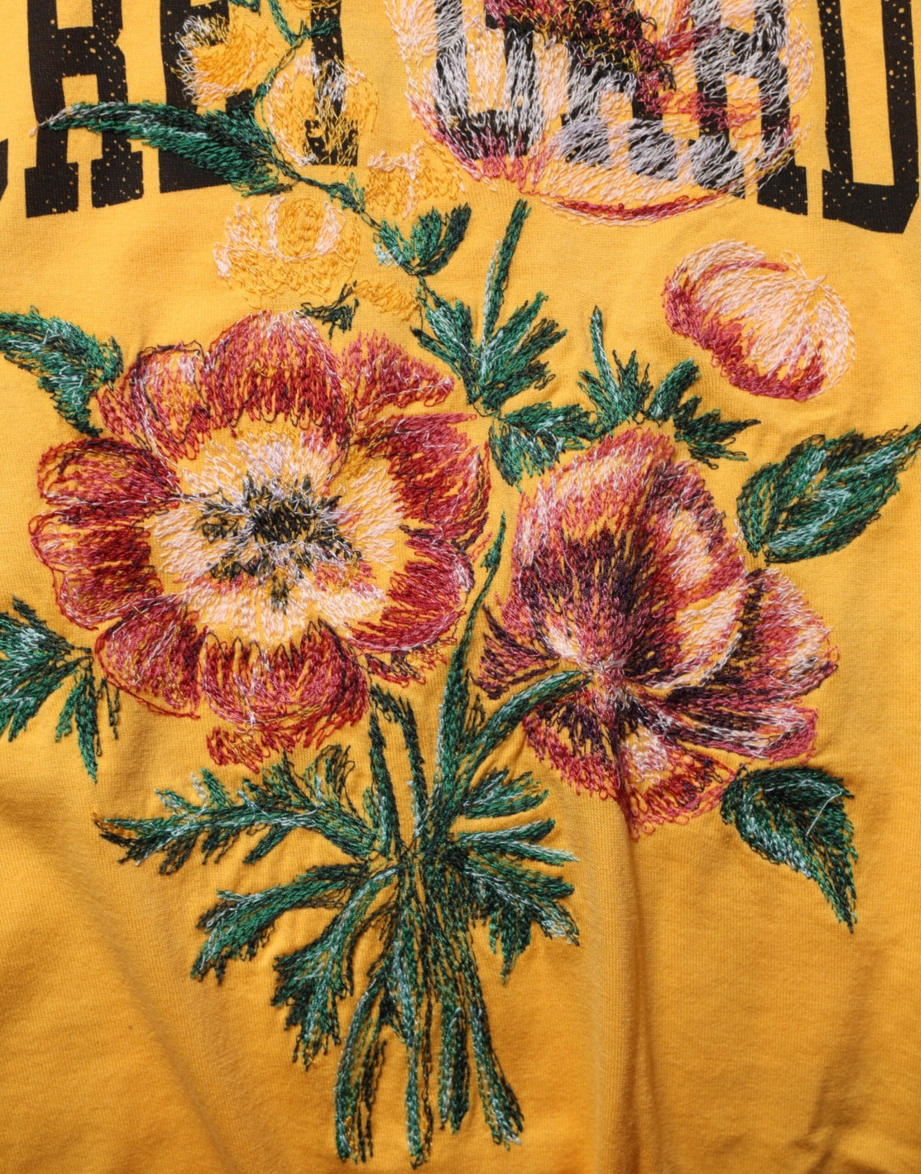 Dolce & Gabbana Yellow Secret Graden Floral Cotton CrewNeck T-shirt | Regal Royce