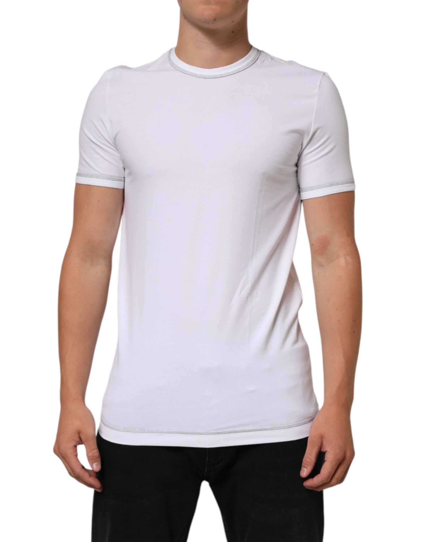 Dolce & Gabbana White Cotton Round Neck Men Underwear T-shirt | Regal Royce