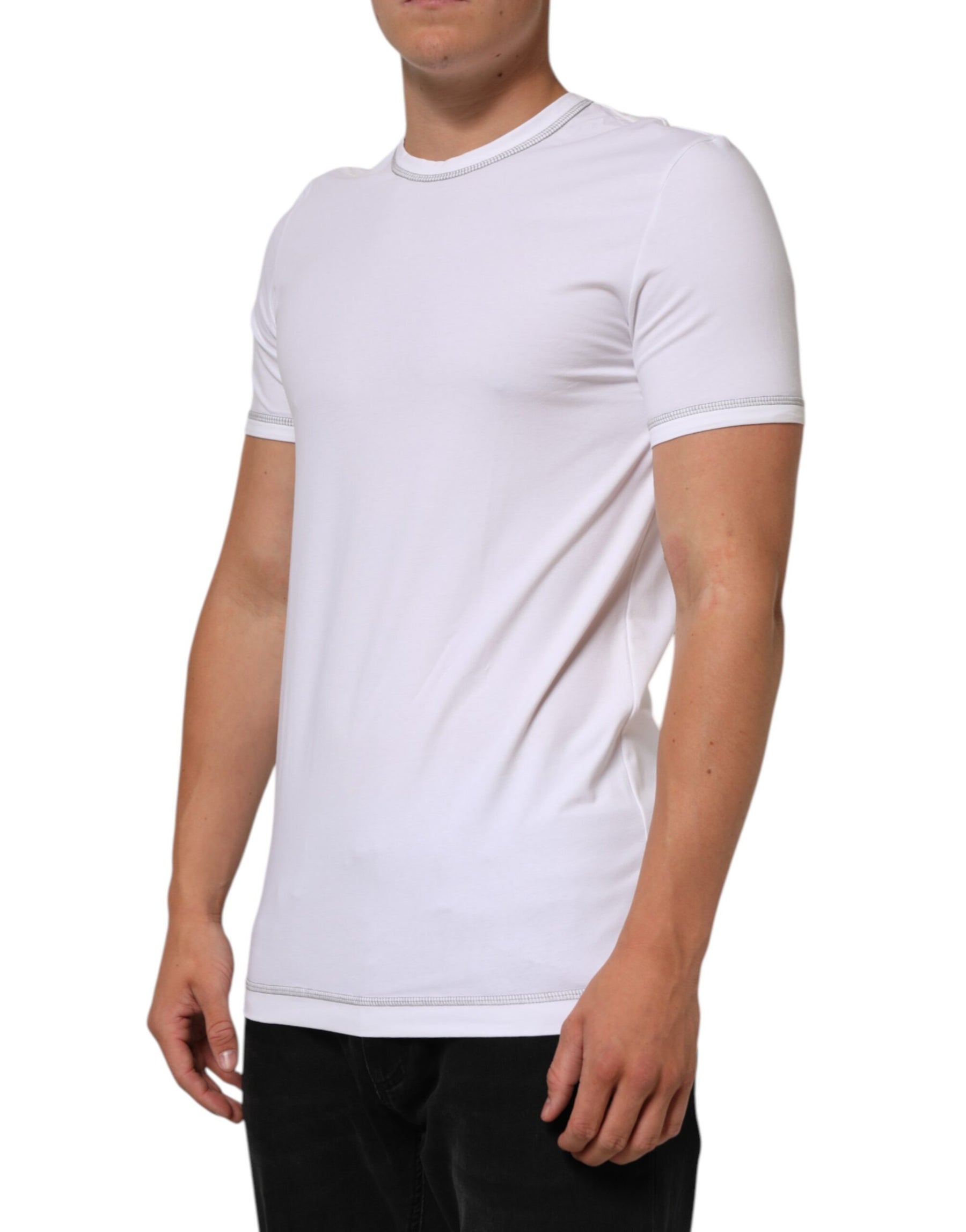 Dolce & Gabbana White Cotton Round Neck Men Underwear T-shirt | Regal Royce