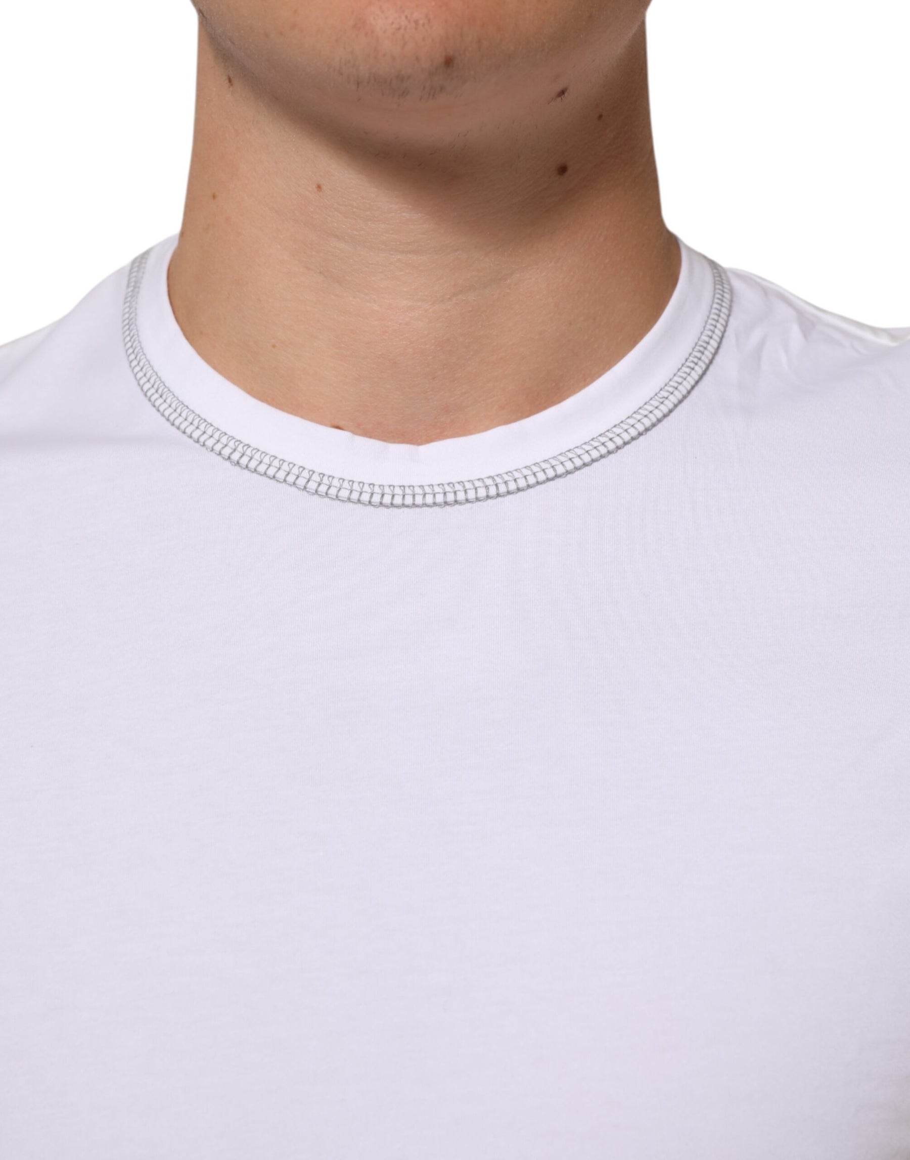 Dolce & Gabbana White Cotton Round Neck Men Underwear T-shirt | Regal Royce