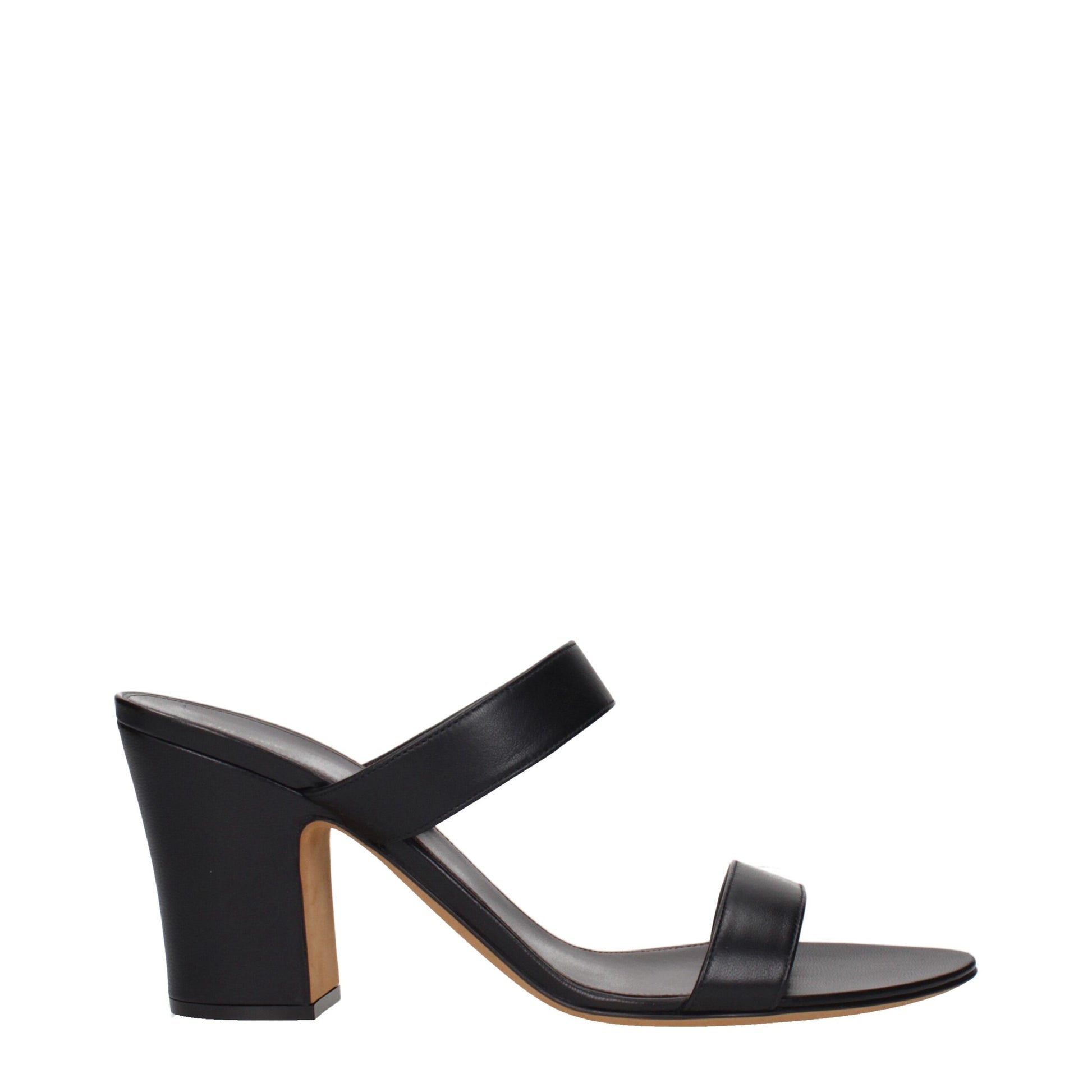The Row Black Leather Stiletto Heels Sandals