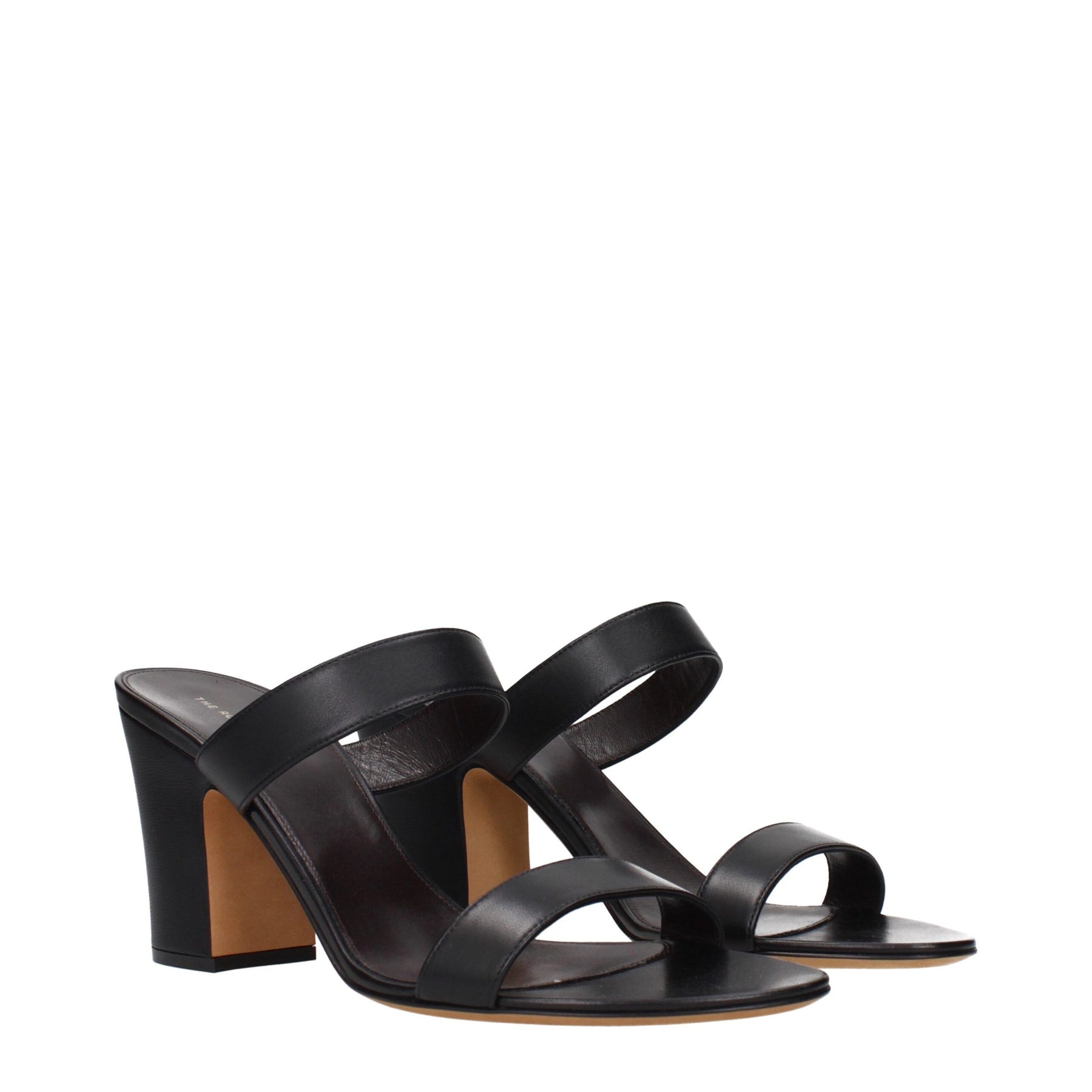 The Row Black Leather Stiletto Heel Sandals | Regal Royce