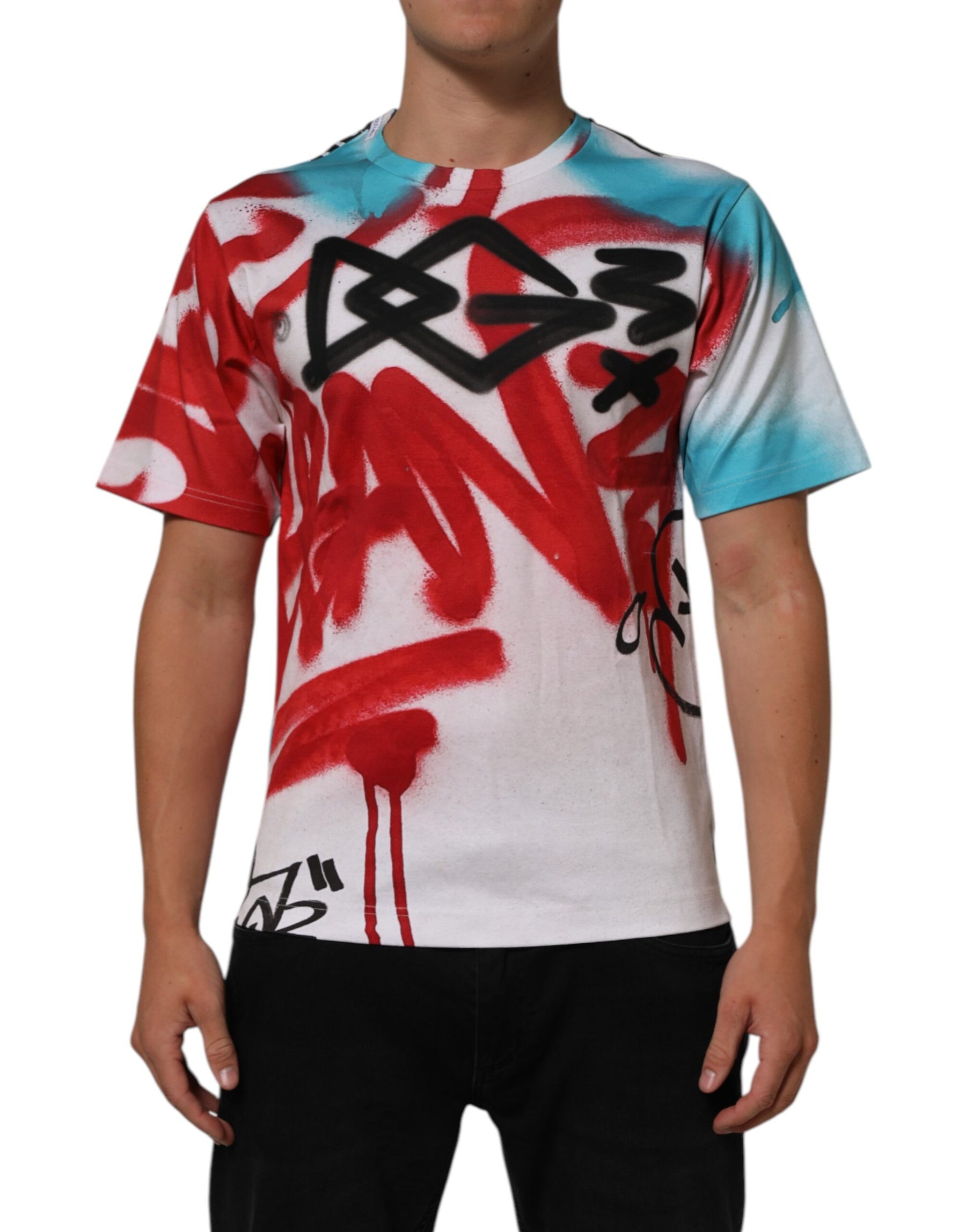 Dolce & Gabbana White Graffiti Crew Neck Short Sleeves T-shirt | Regal Royce
