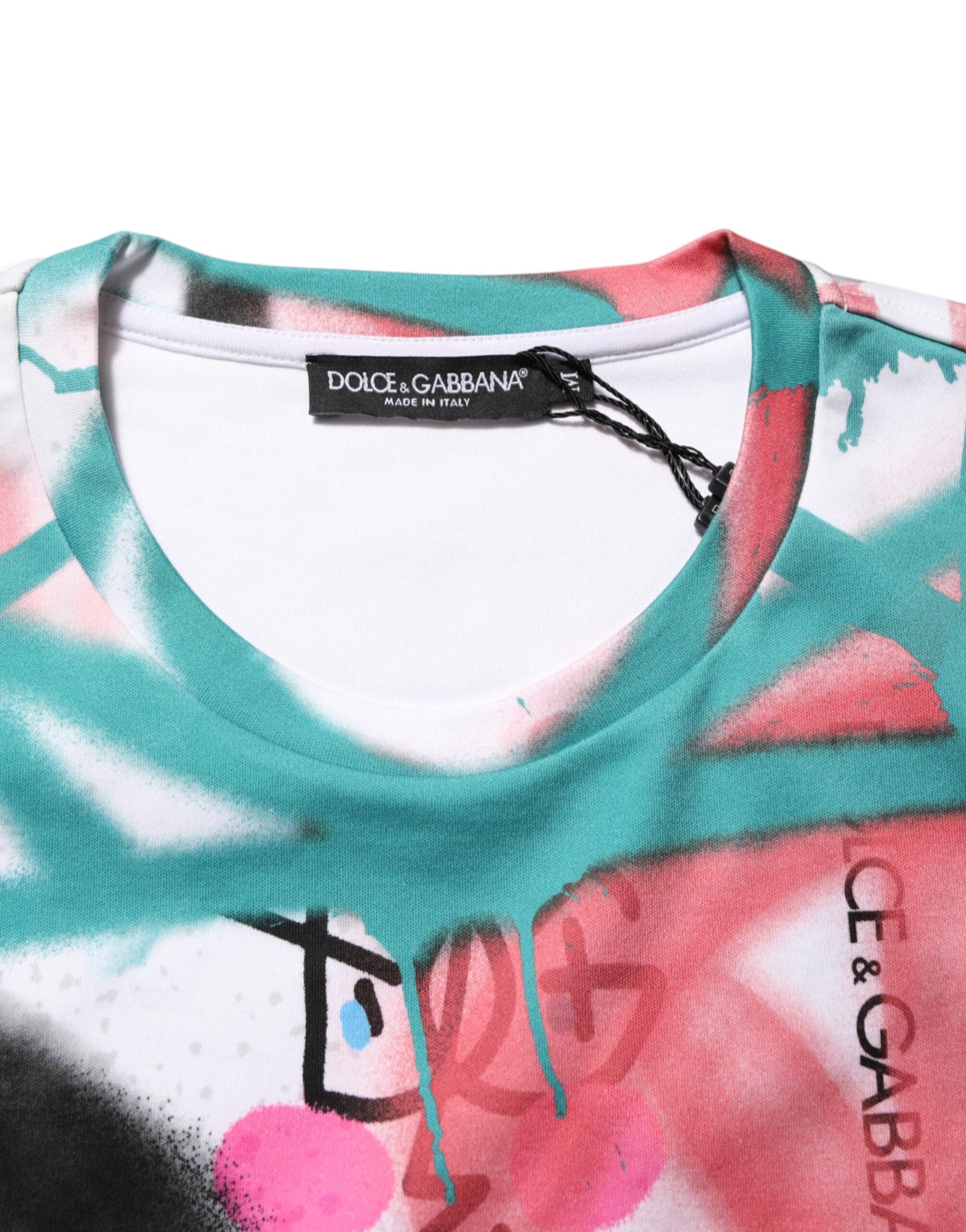 Dolce & Gabbana White Graffiti Crew Neck Short Sleeves T-shirt | Regal Royce